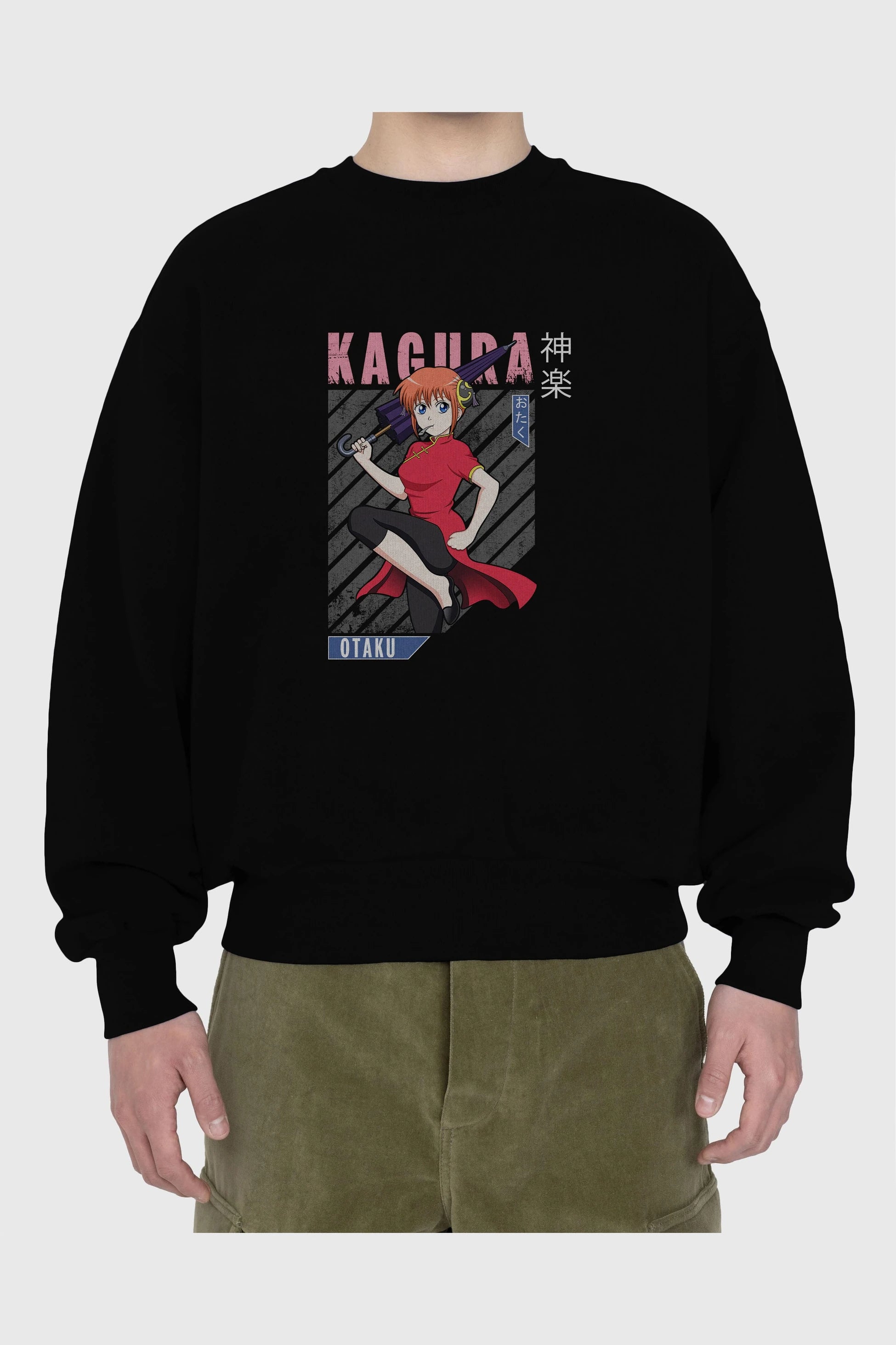 Kagura GINTAMA 1 Anime Ön Baskılı Oversize Sweatshirt Erkek Kadın Unisex