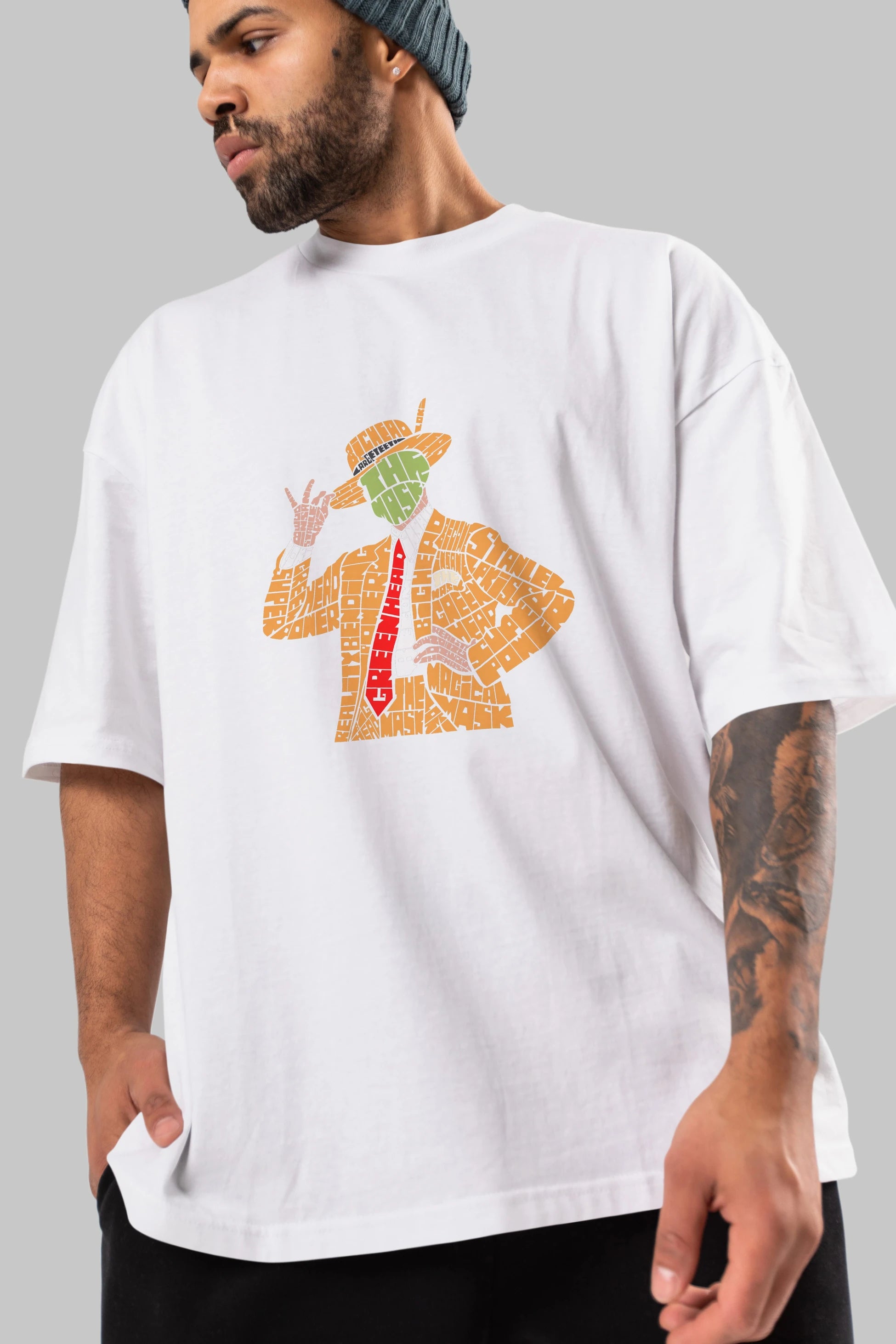 The Mask Ön Baskılı Oversize t-shirt %100 pamuk Erkek Kadın Unisex