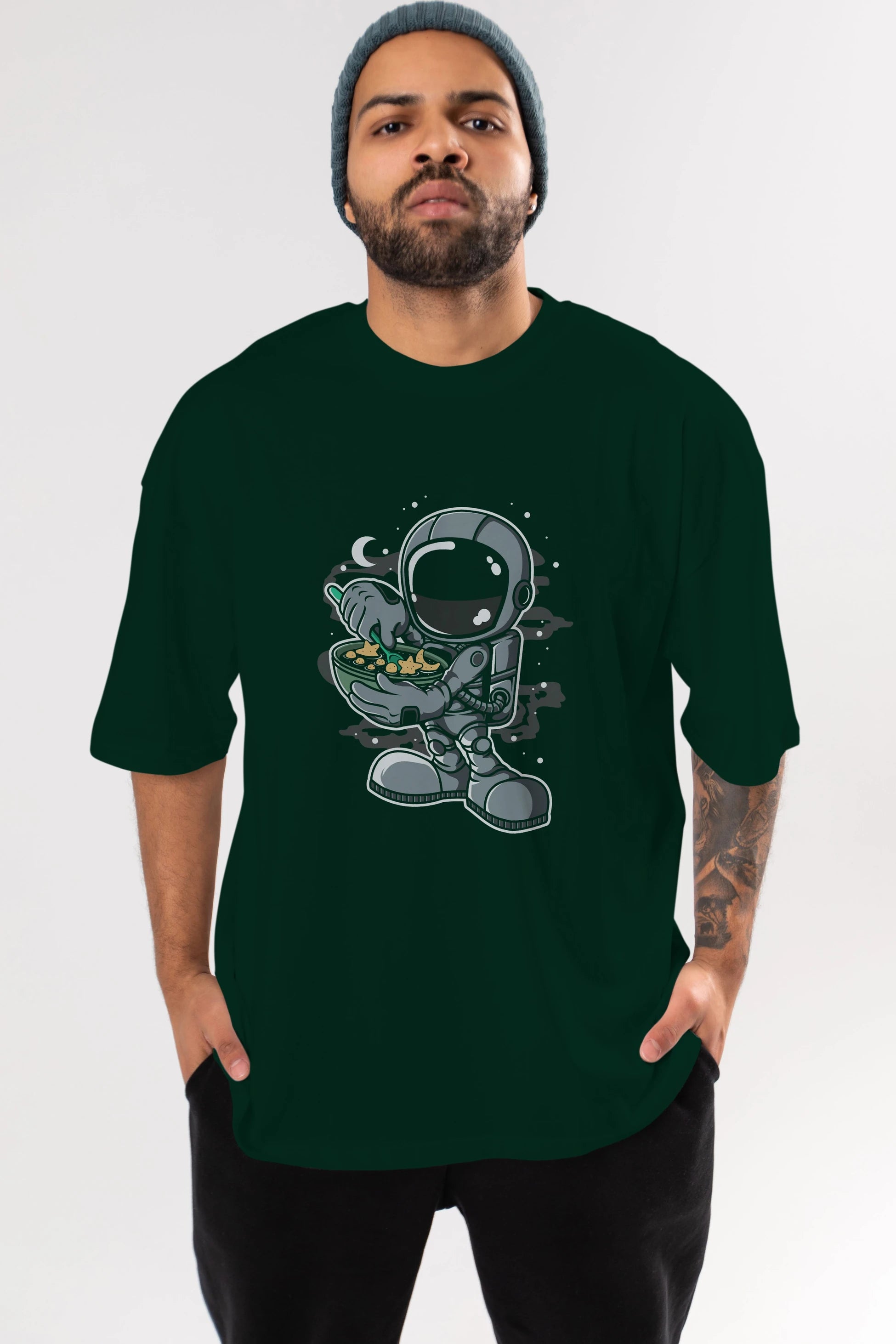 Astronaut Star Flakes Ön Baskılı Oversize t-shirt Erkek Kadın Unisex