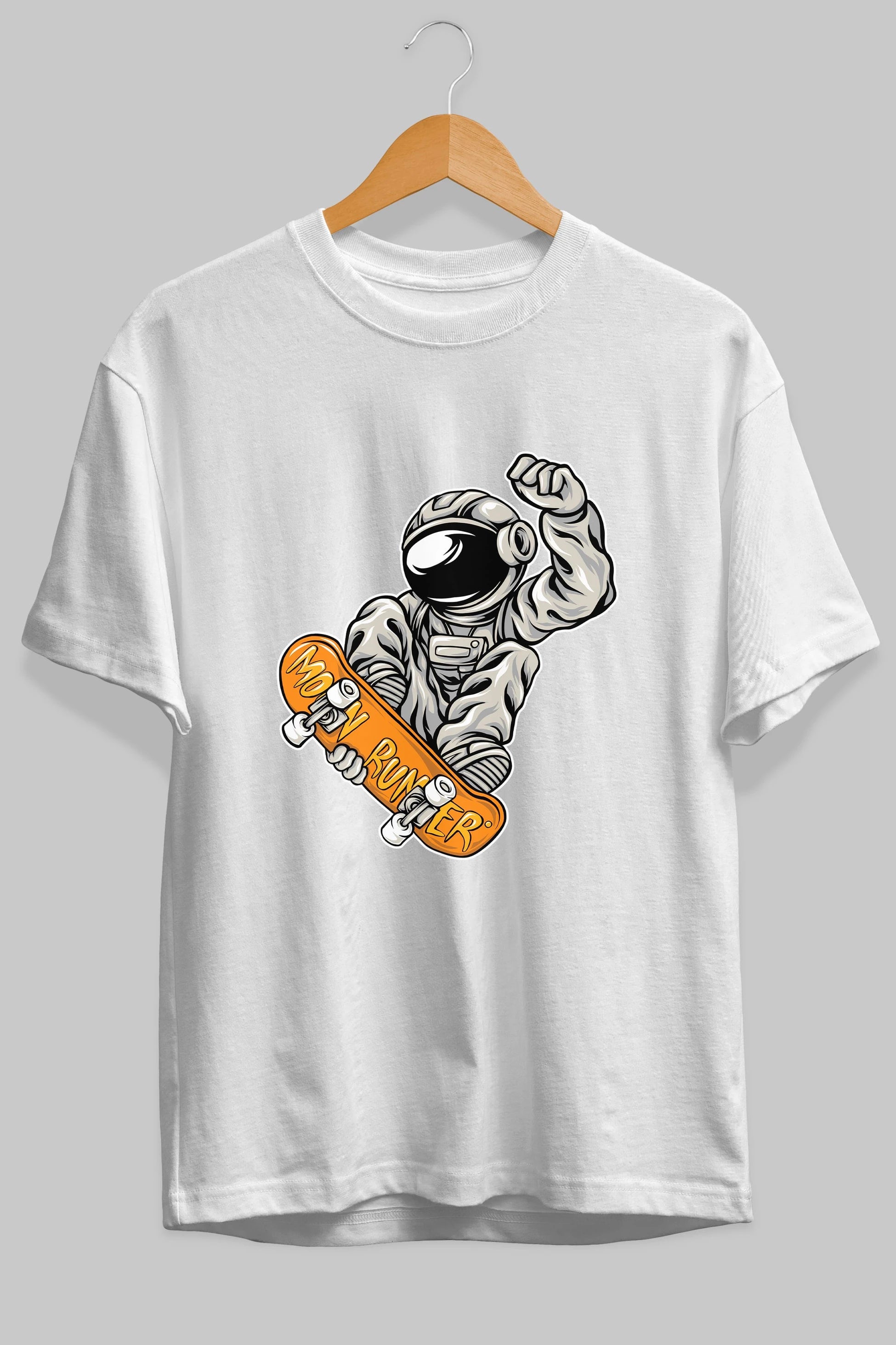 Moon Runner Ön Baskılı Oversize t-shirt Erkek Kadın Unisex