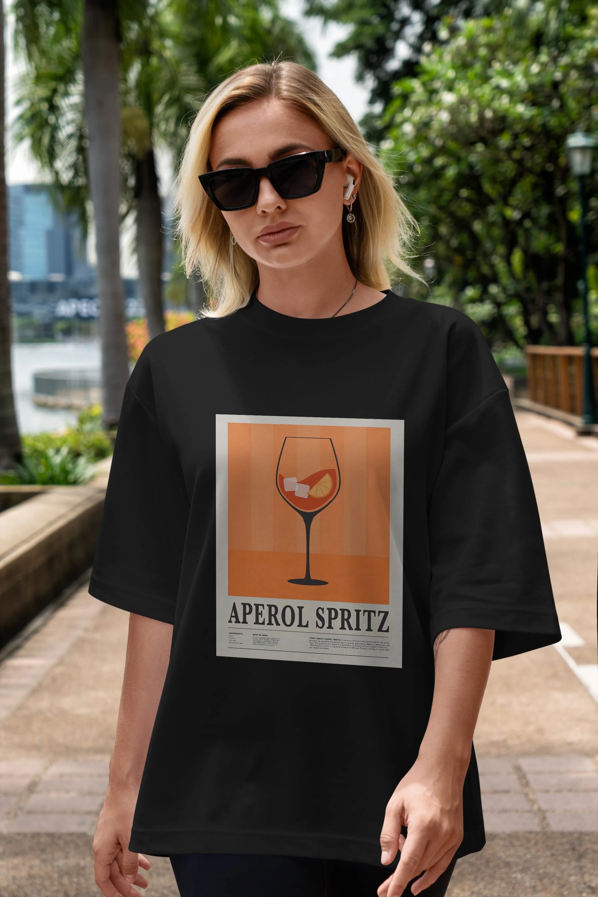 Aperol Spritz 8 Ön Baskılı Oversize t-shirt Erkek Kadın Unisex %100 Pamuk Bisiklet Yaka tişort