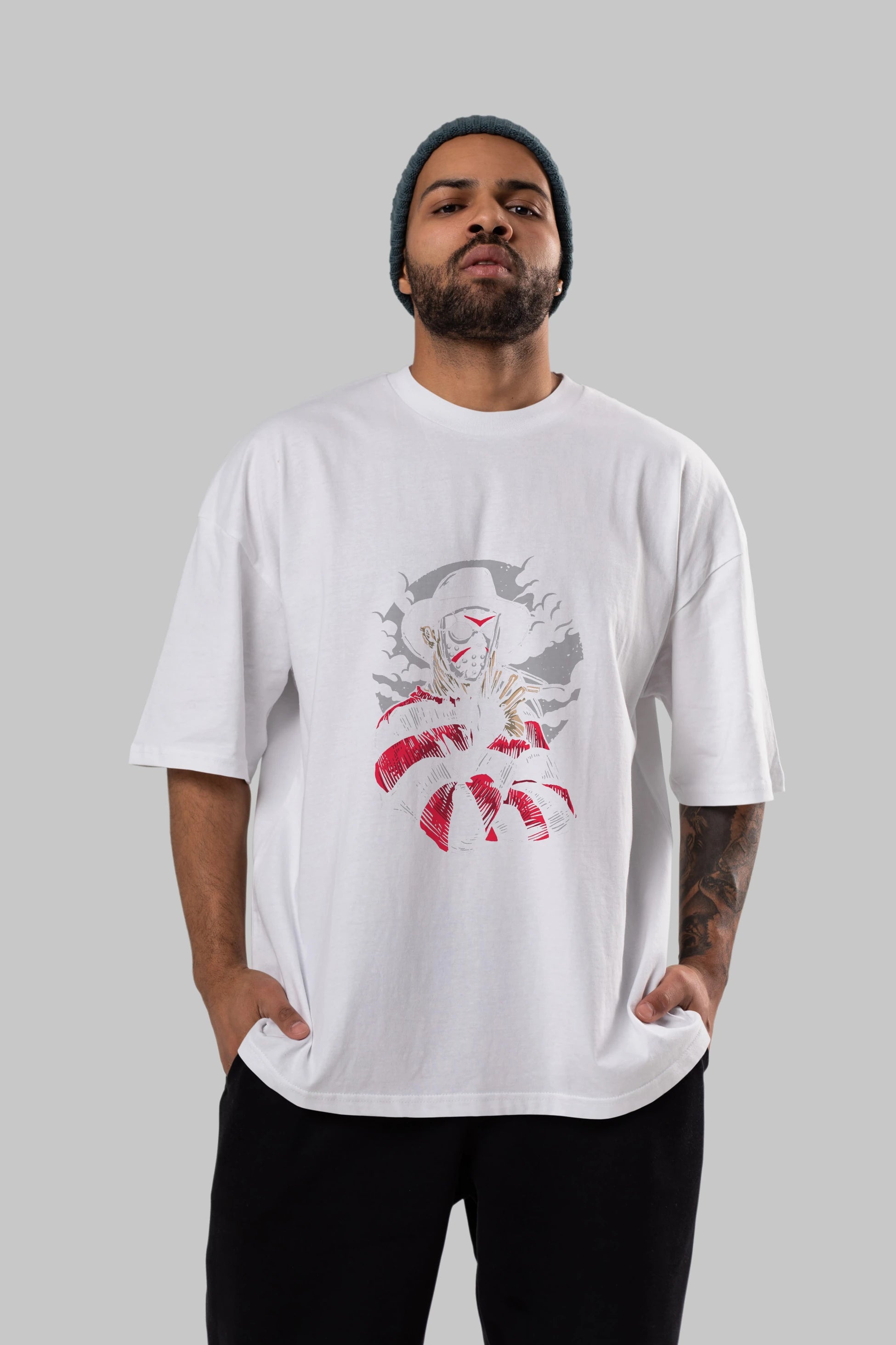 Freddy VS Jason (2) Ön Baskılı Oversize t-shirt Erkek Kadın Unisex %100 Pamuk tişort