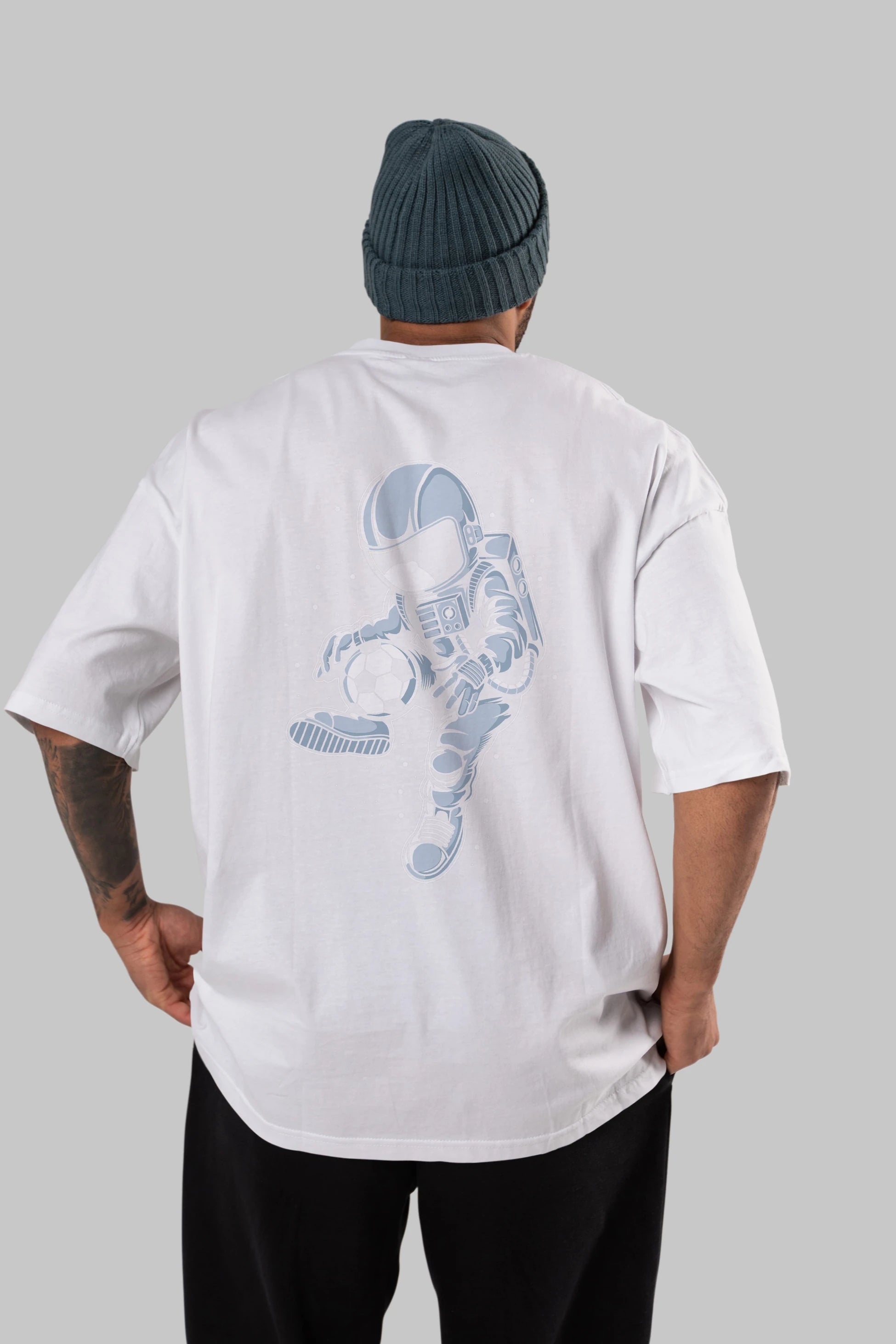 Astronaut Soccer Player Arka Baskılı Oversize t-shirt Erkek Kadın Unisex