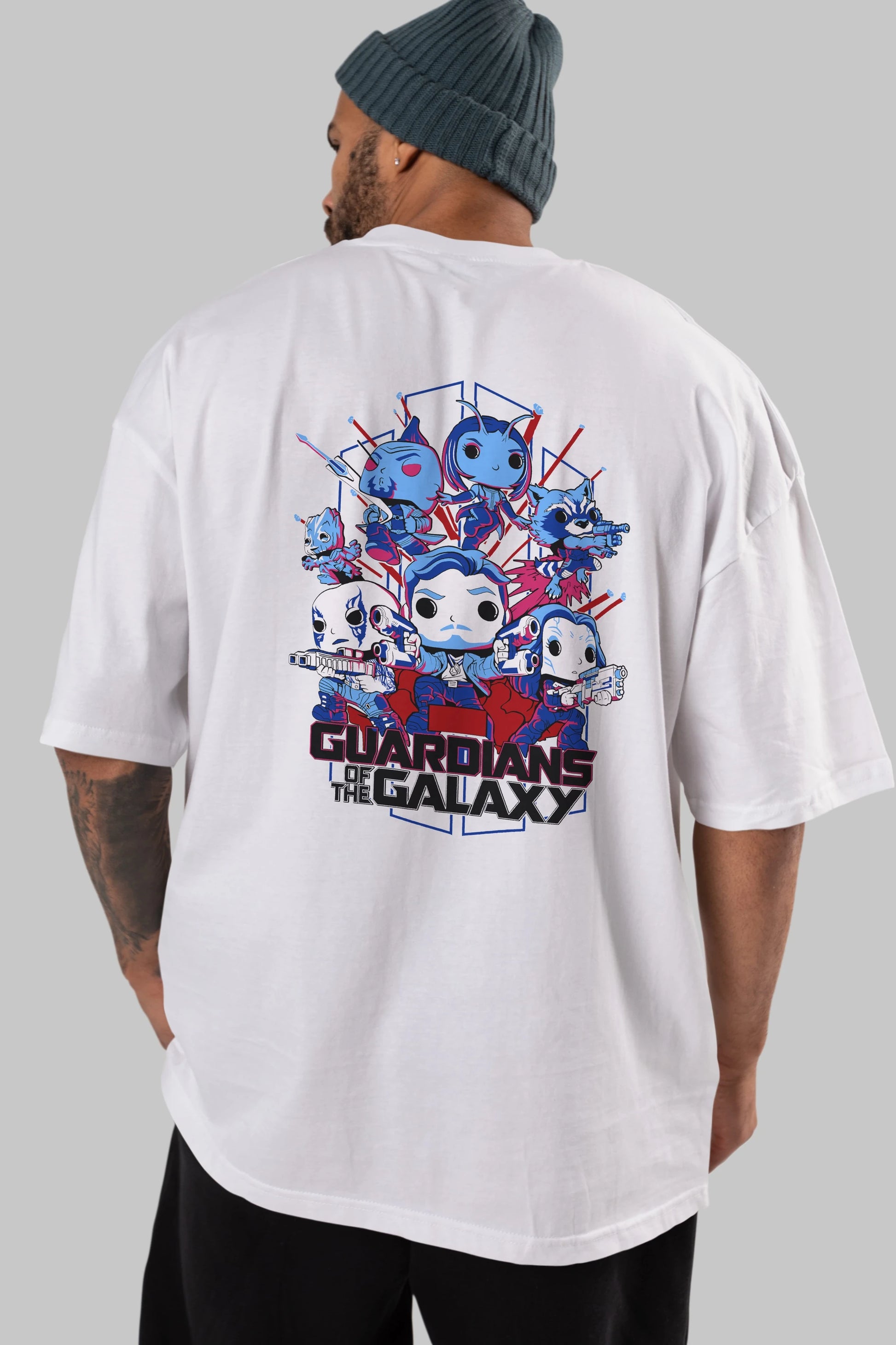 Guardians of the Galaxy Arka Baskılı Oversize t-shirt Erkek Kadın Unisex %100 Pamuk Bisiklet Yaka tişort