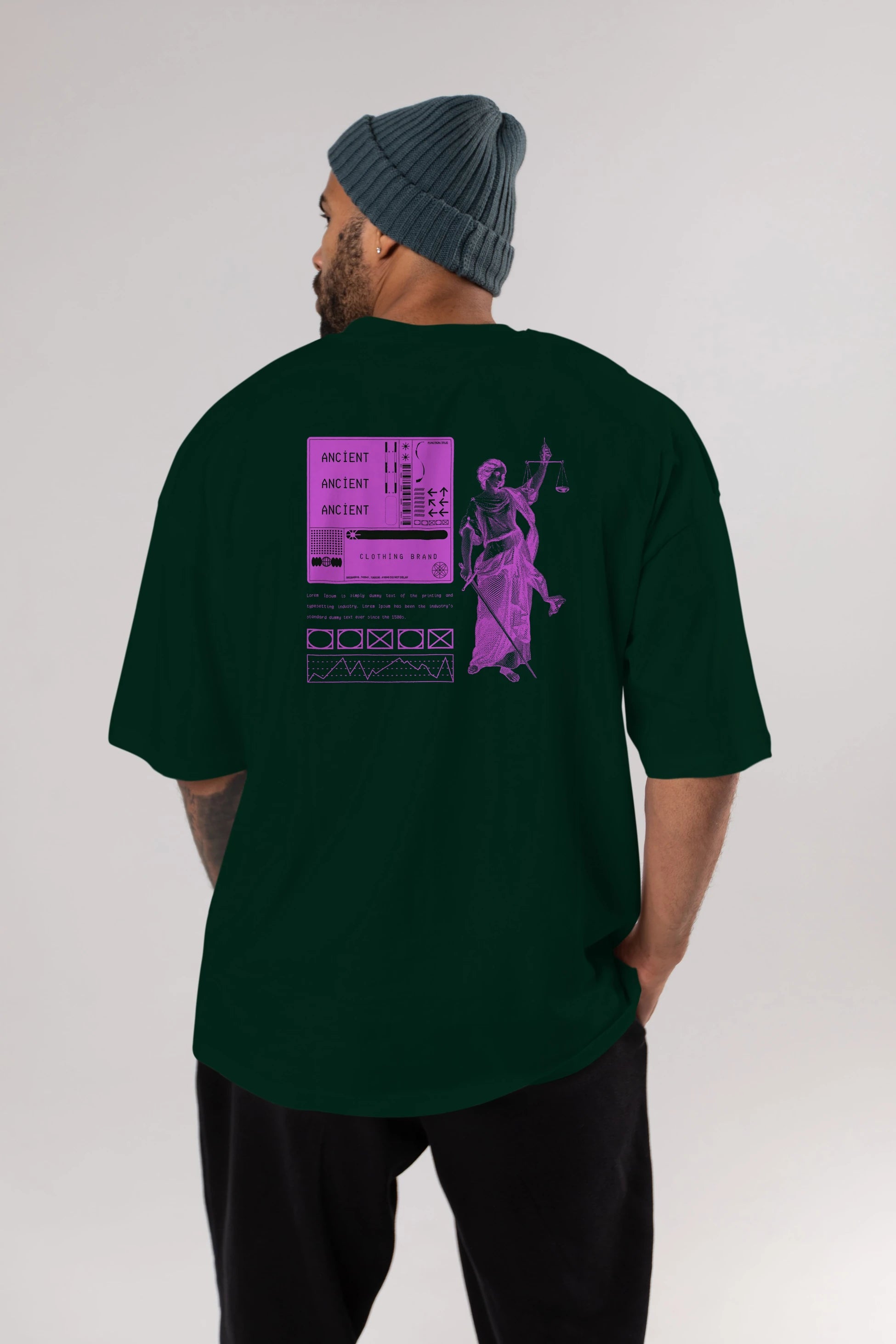 Ancient Streetwear Arka Baskılı Oversize t-shirt Erkek Kadın Unisex