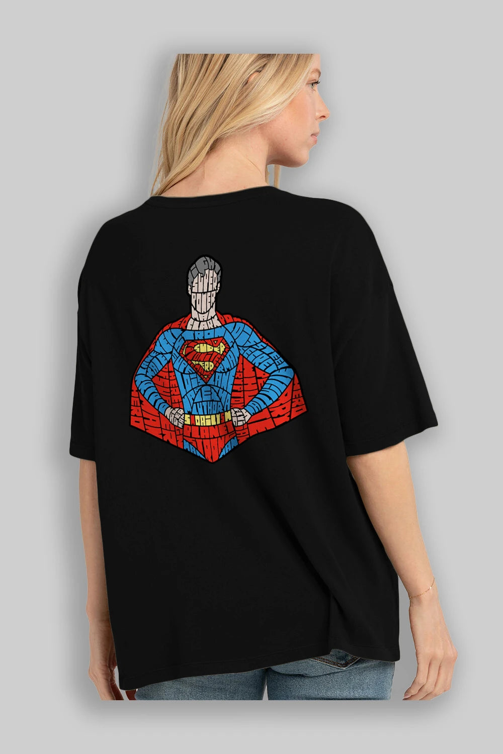 Kryptonian Arka Baskılı Oversize t-shirt %100 pamuk Erkek Kadın Unisex