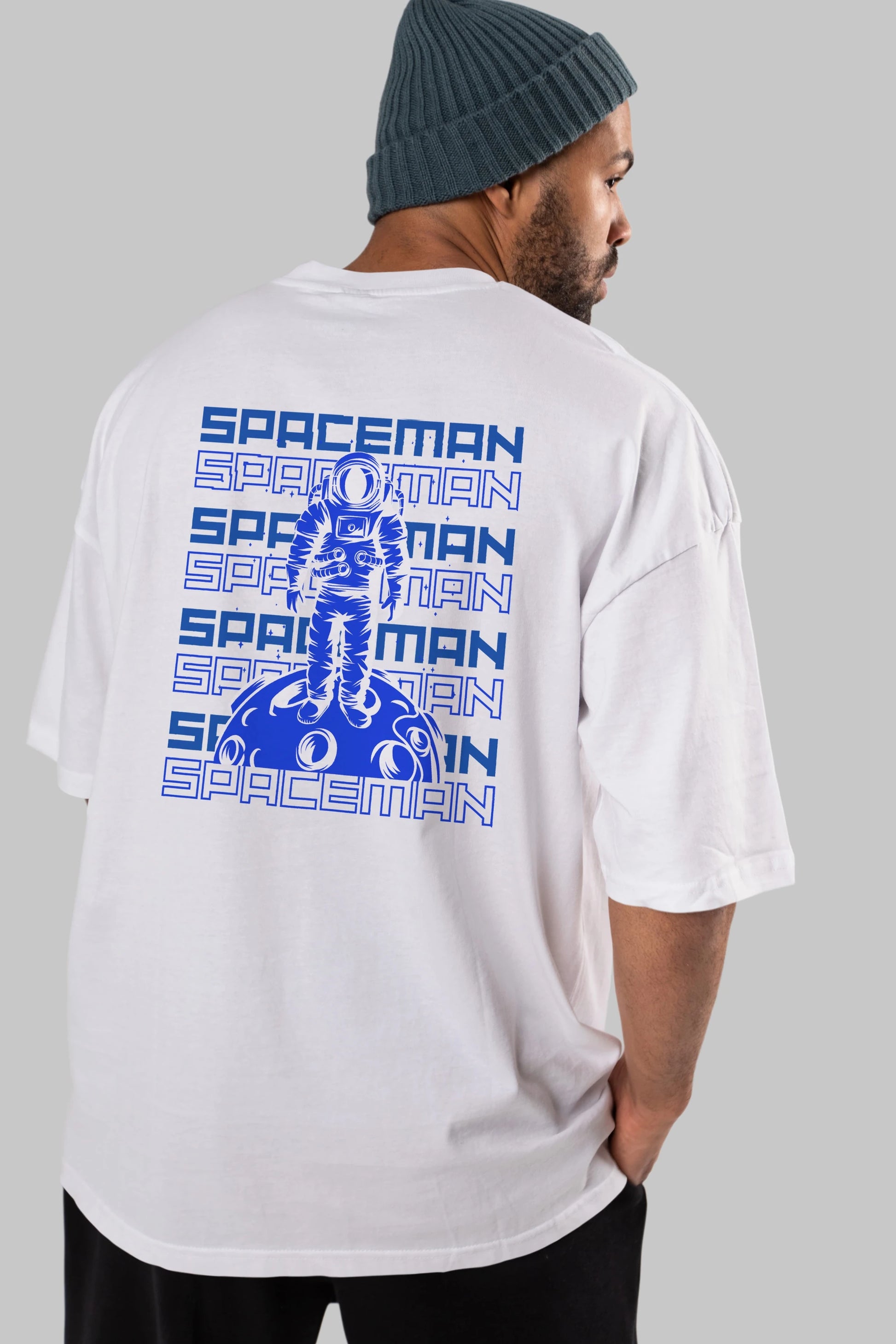 Spaceman Yazılı Arka Baskılı Oversize t-shirt Erkek Kadın Unisex
