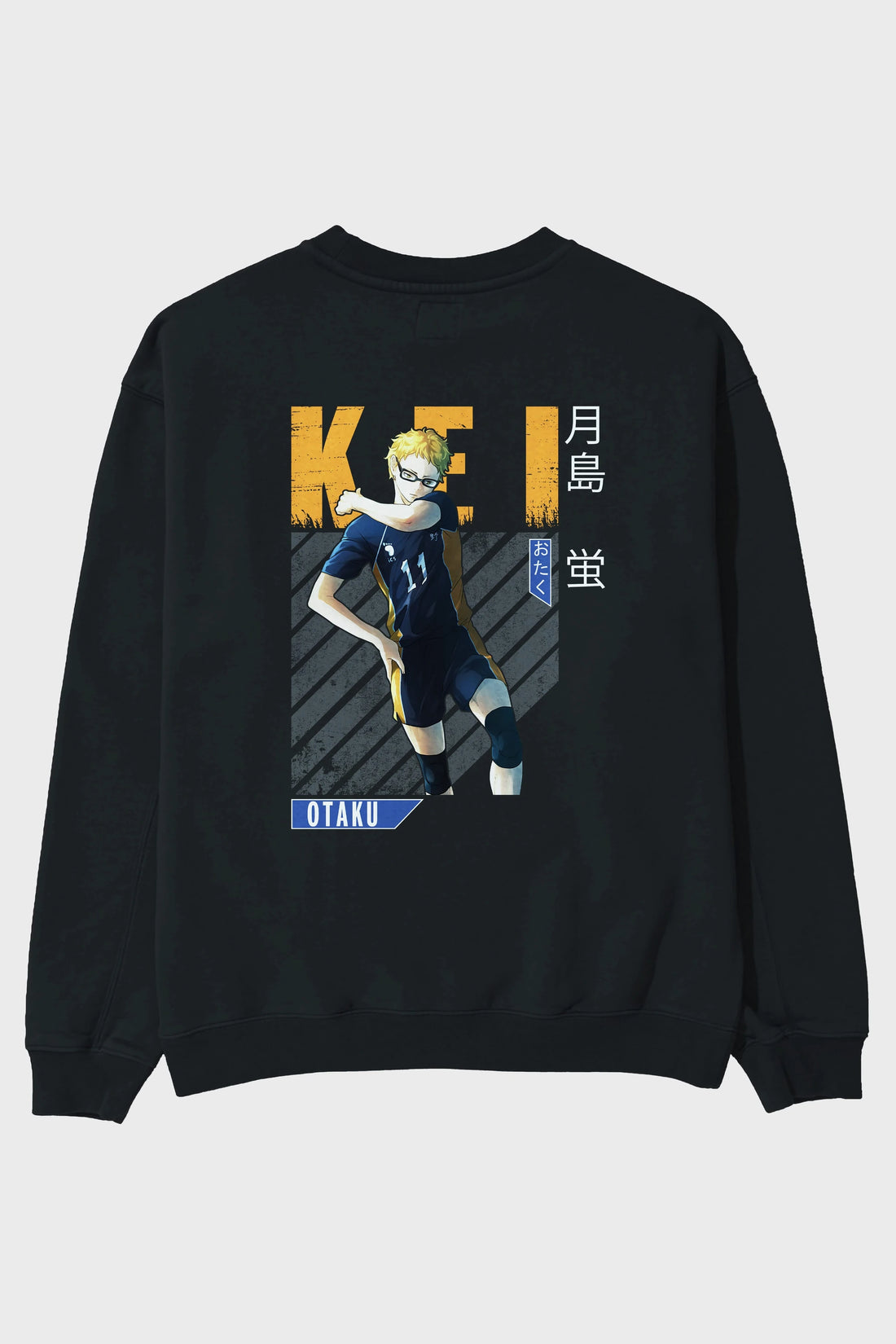 Kei Tsukishima 2 Anime Arka Baskılı Oversize Sweatshirt Erkek Kadın Unisex