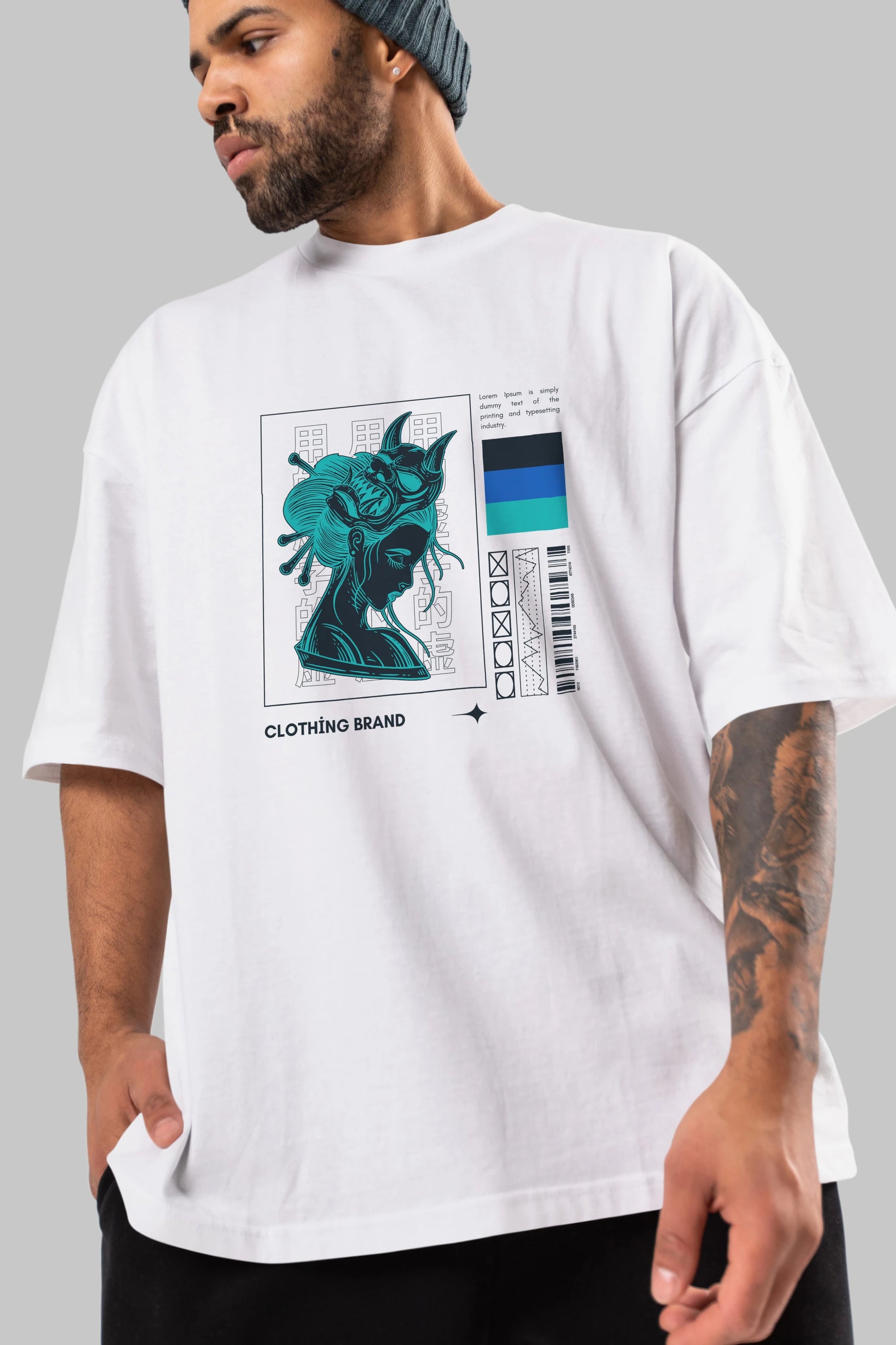 Hipster Japanese Style 2 Ön Baskılı Oversize t-shirt Erkek Kadın Unisex