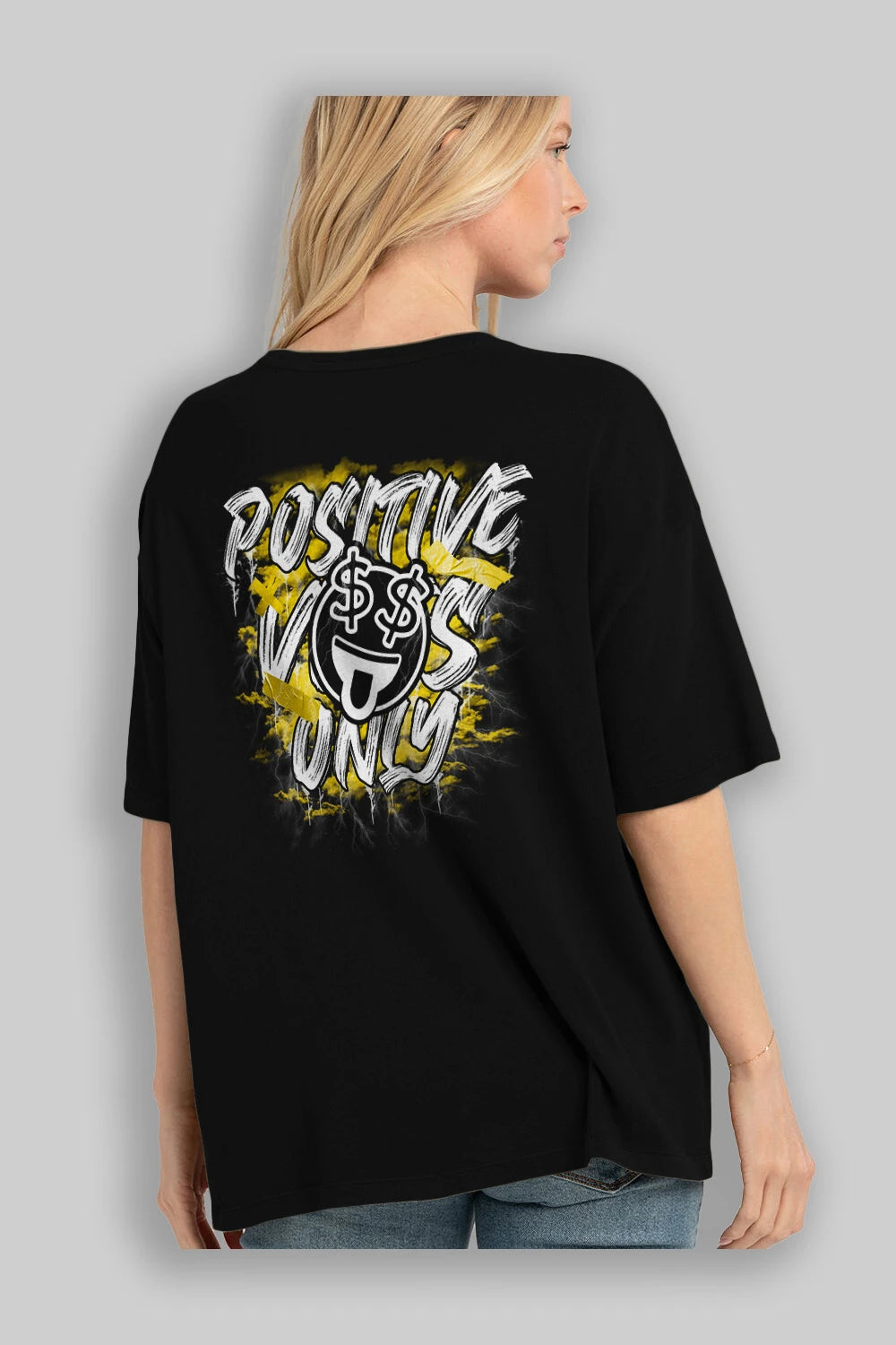 Positive Only Arka Baskılı Oversize t-shirt Erkek Kadın Unisex