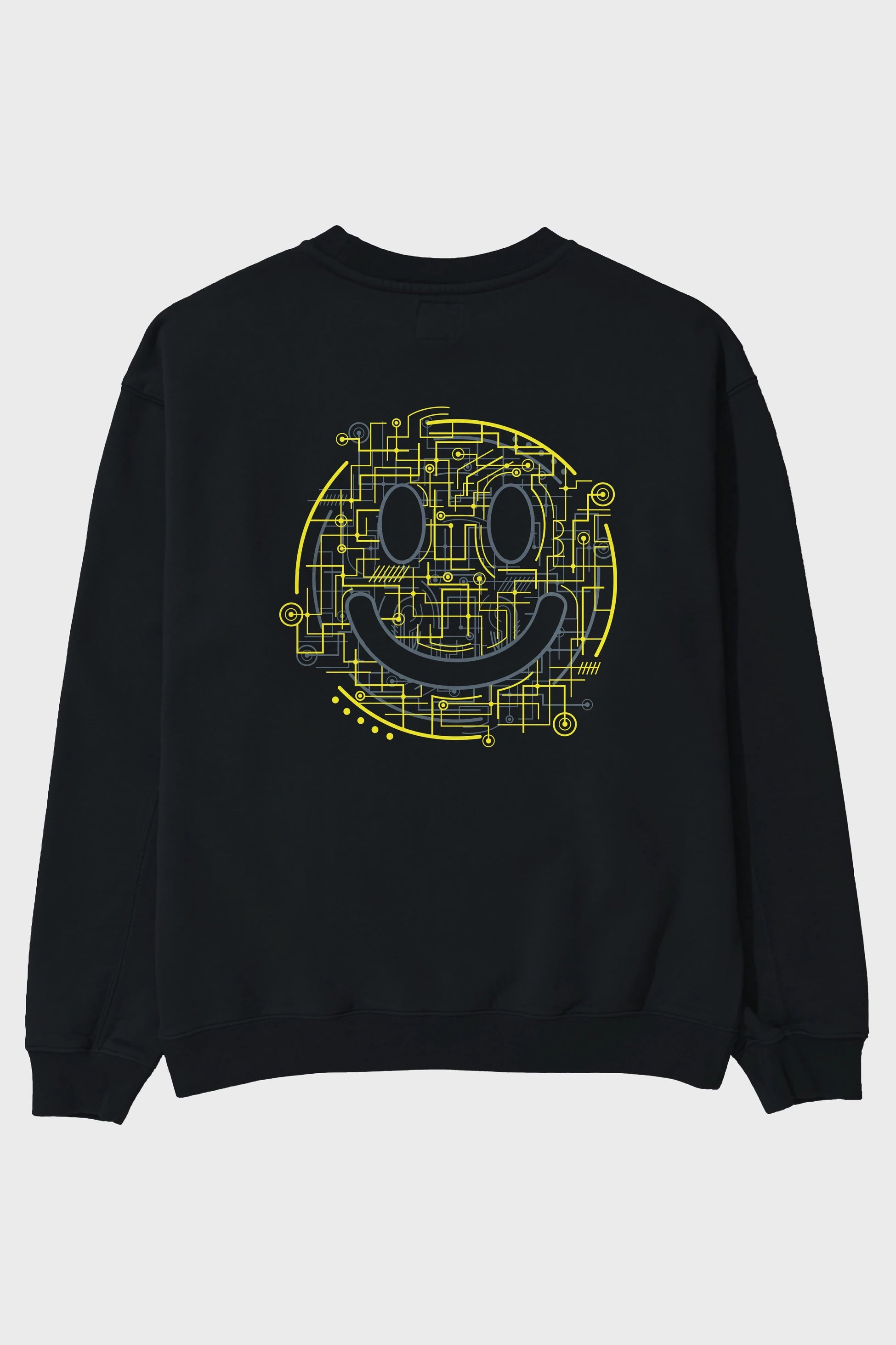 Electric Smiley Arka Baskılı Oversize Sweatshirt Erkek Kadın Unisex