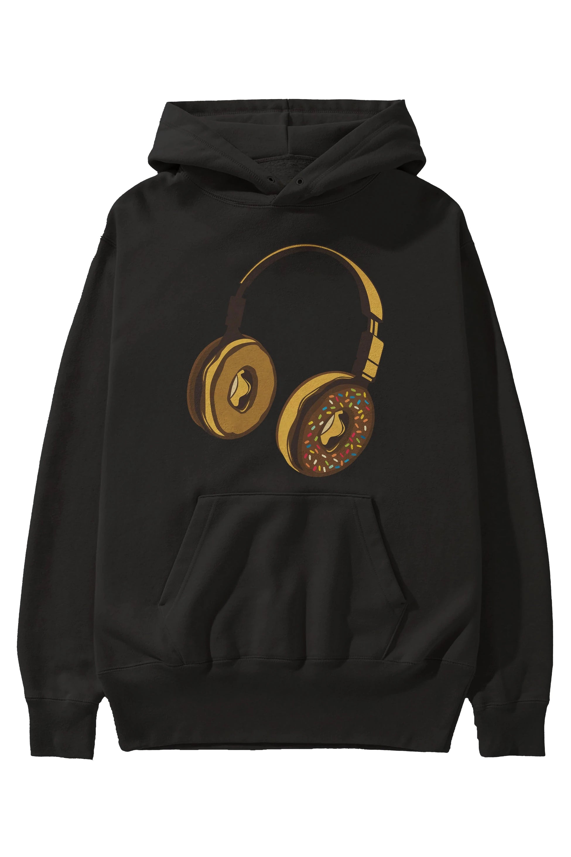 Headphone Donut Ön Baskılı Hoodie Oversize Kapüşonlu Sweatshirt Erkek Kadın Unisex
