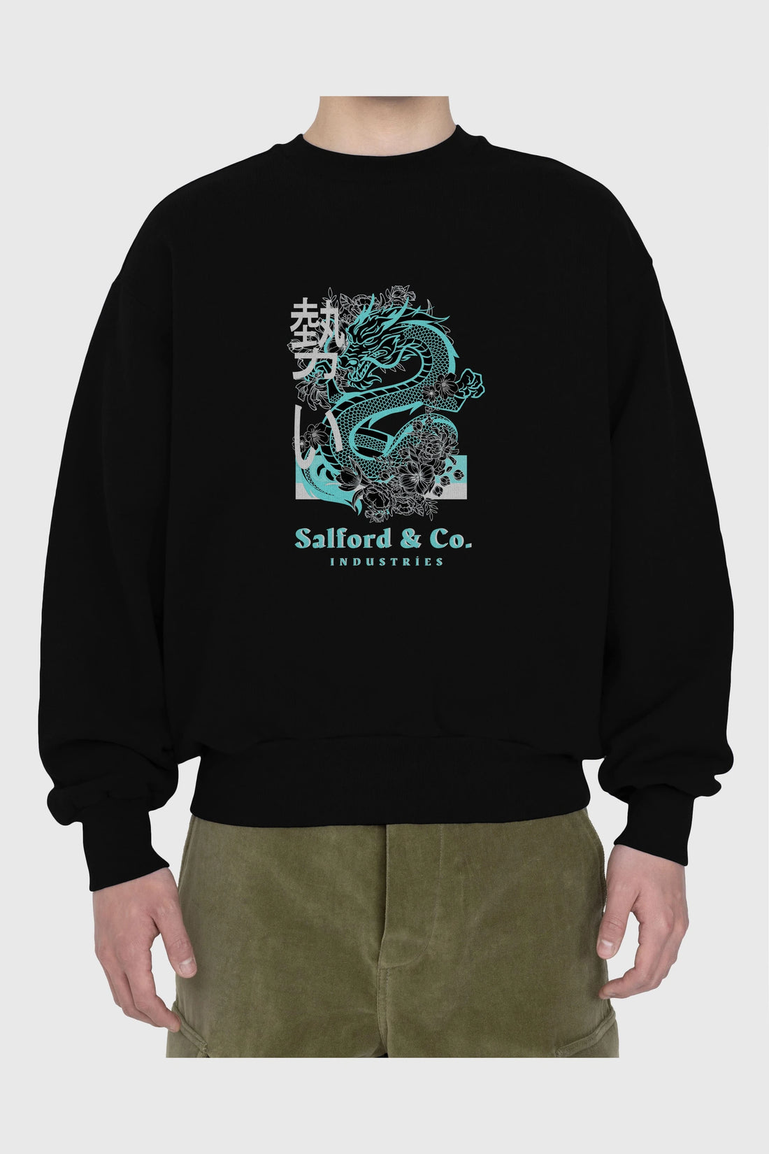 Dragon Ön Baskılı Oversize Sweatshirt Erkek Kadın Unisex