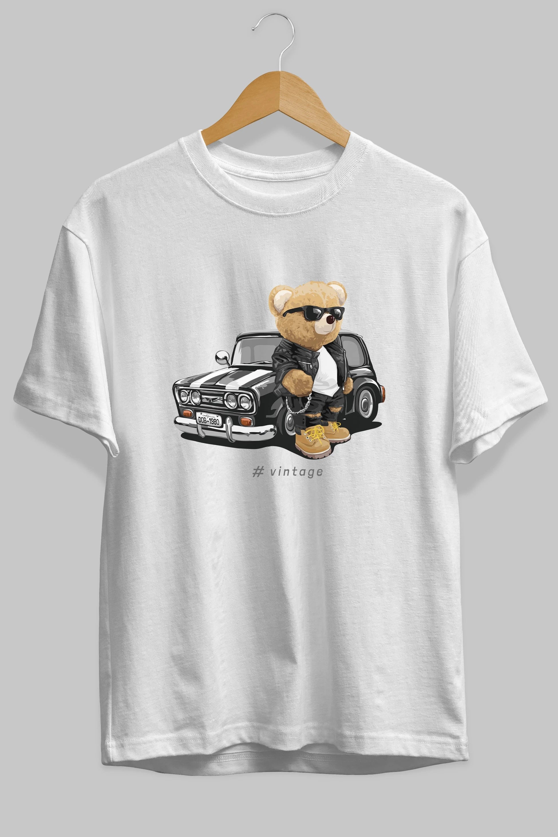 Teddy Bear Vintage Ön Baskılı Oversize t-shirt Erkek Kadın Unisex %100 Pamuk