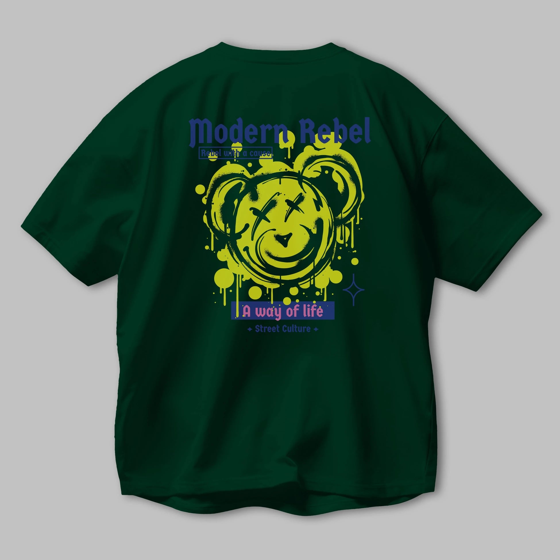 Modern Rebel Bear Arka Baskılı Oversize t-shirt Erkek Kadın Unisex