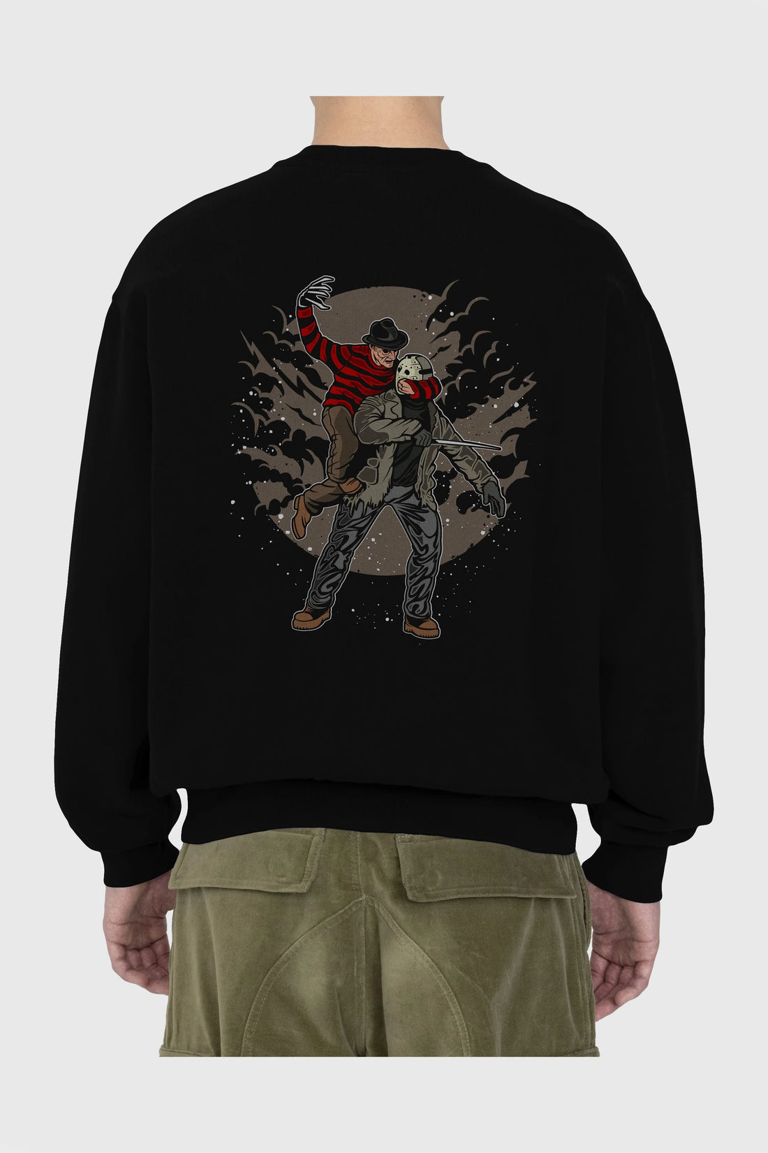 FREDDY VS JASON Arka Baskılı Oversize Sweatshirt Erkek Kadın Unisex