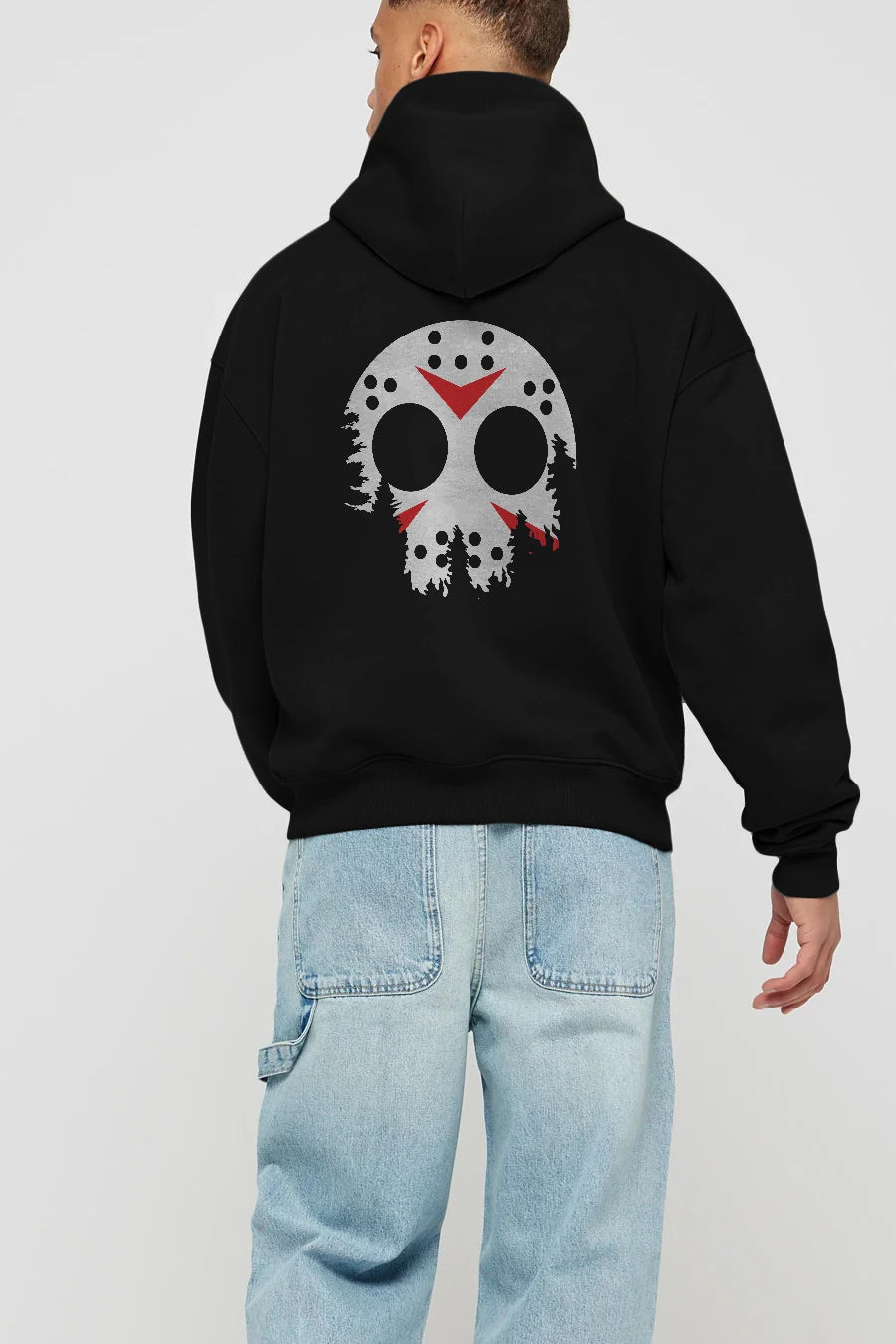 Jason Moon Arka Baskılı Hoodie Oversize Kapüşonlu Sweatshirt Erkek Kadın Unisex
