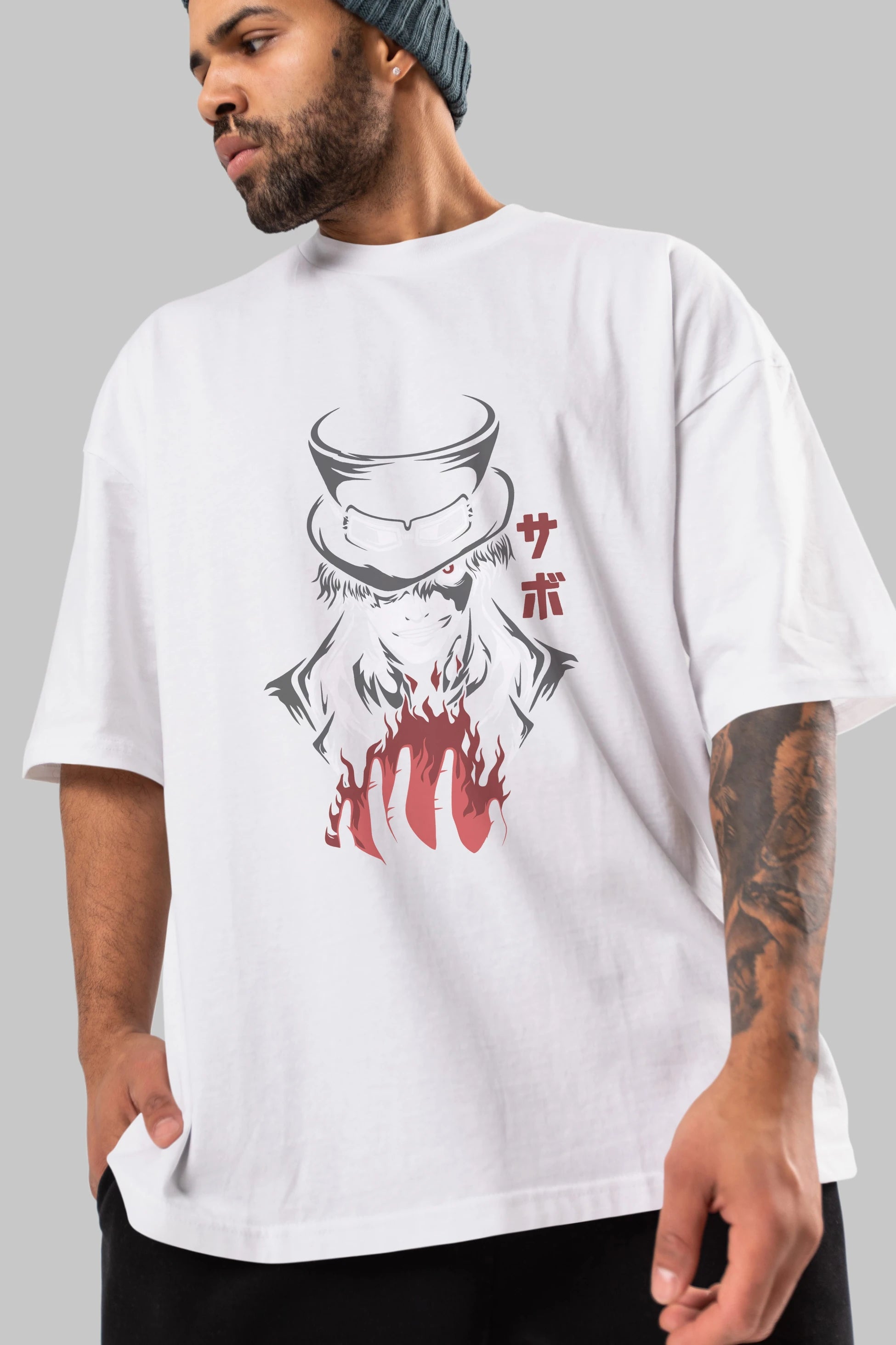 SaboOnePiece Anime Ön Baskılı Oversize t-shirt %100 pamuk Erkek Kadın Unisex