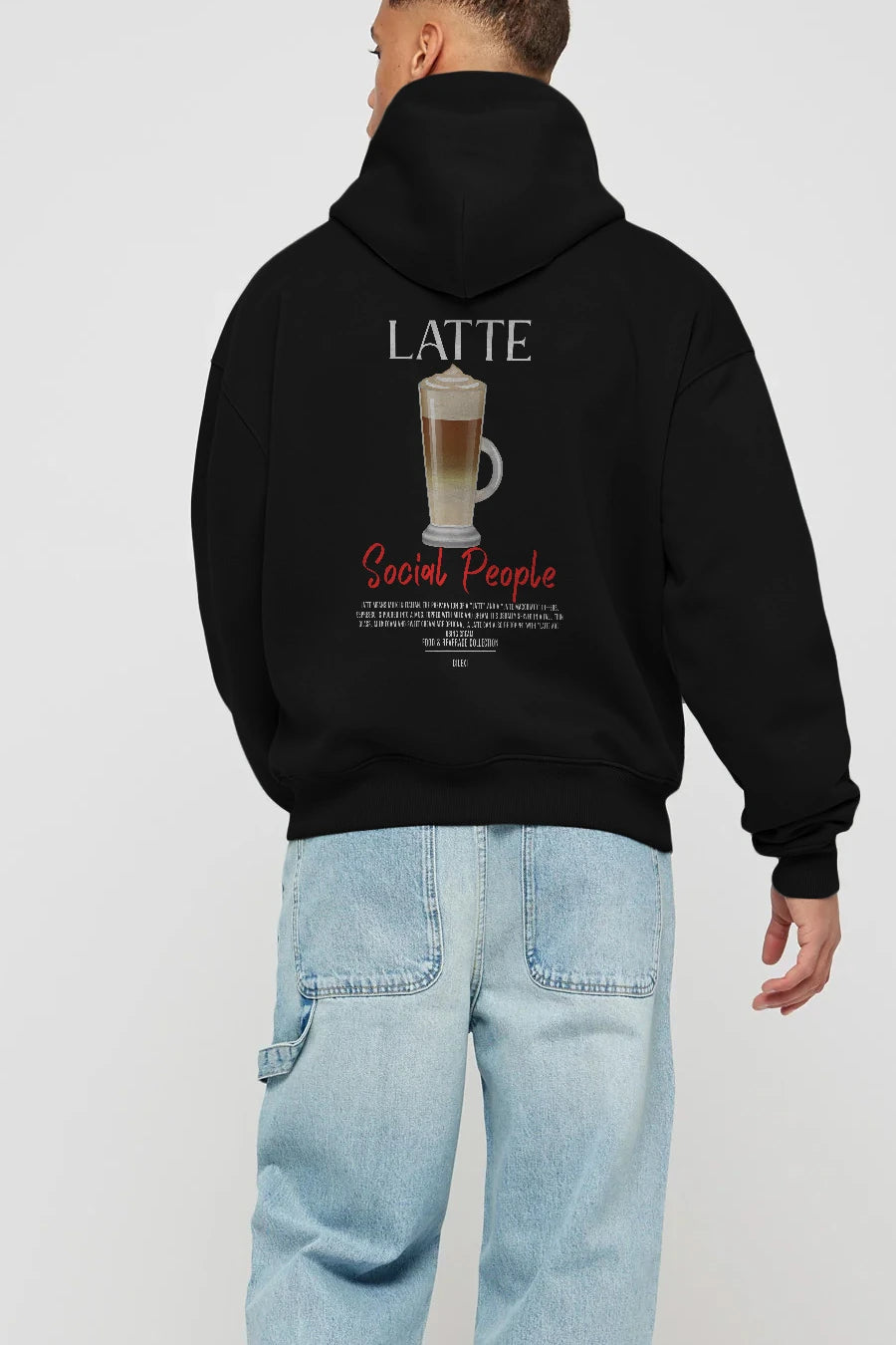 Latte Kokteyl Arka Baskılı Hoodie Oversize Kapüşonlu Sweatshirt Erkek Kadın