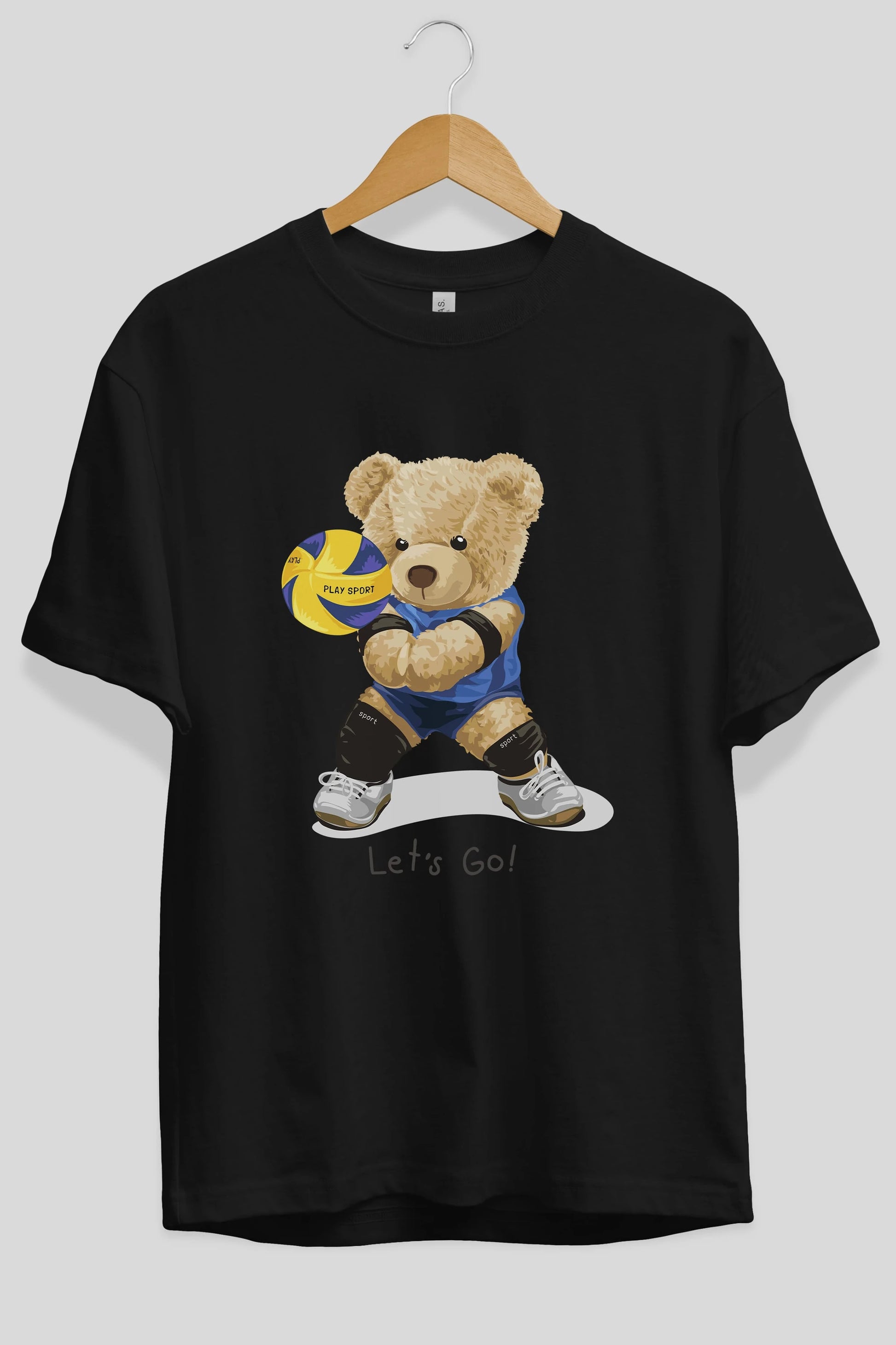 Teddy Bear Lets Go Ön Baskılı Oversize t-shirt Erkek Kadın Unisex %100 Pamuk