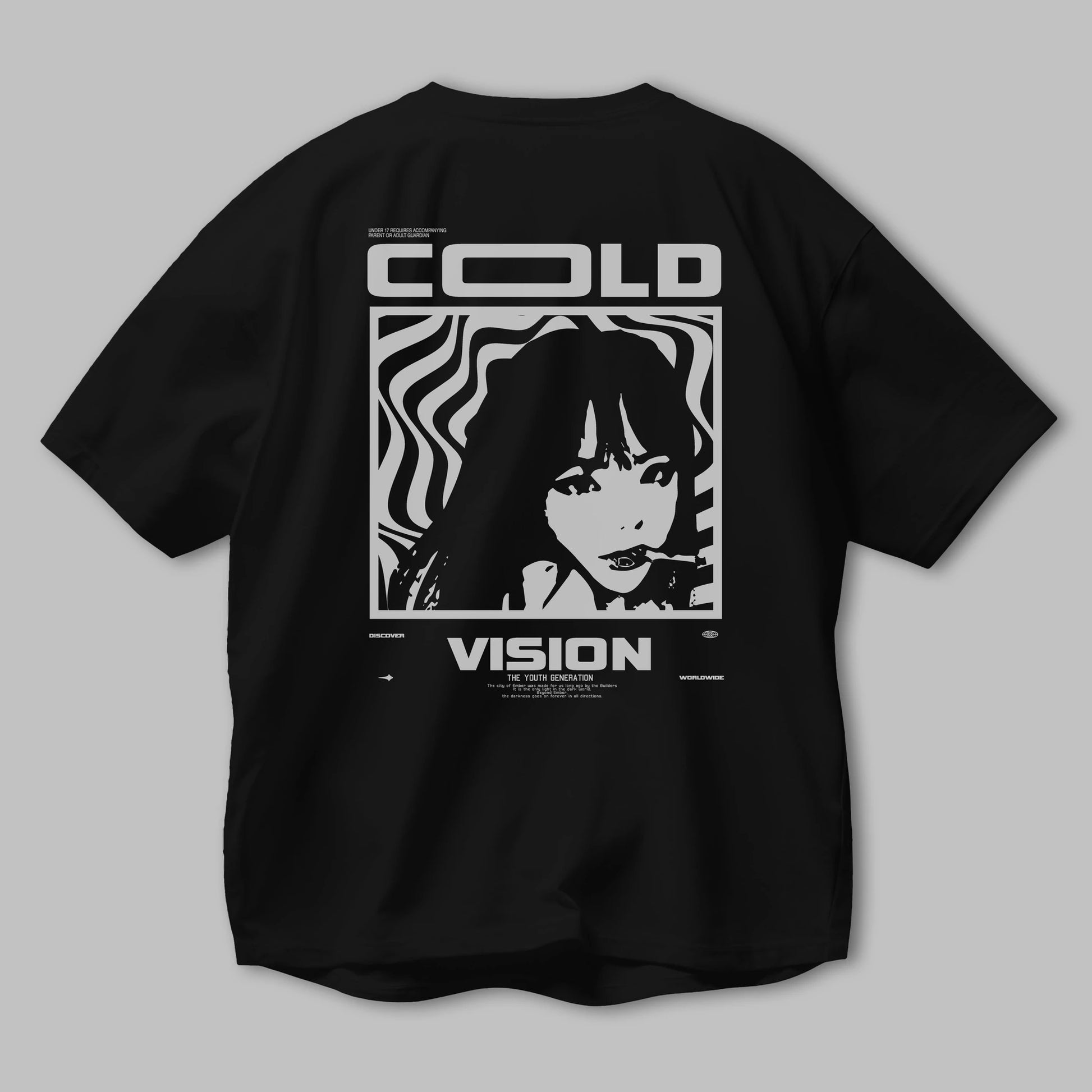 Cold Vision Arka Baskılı Oversize t-shirt Erkek Kadın Unisex
