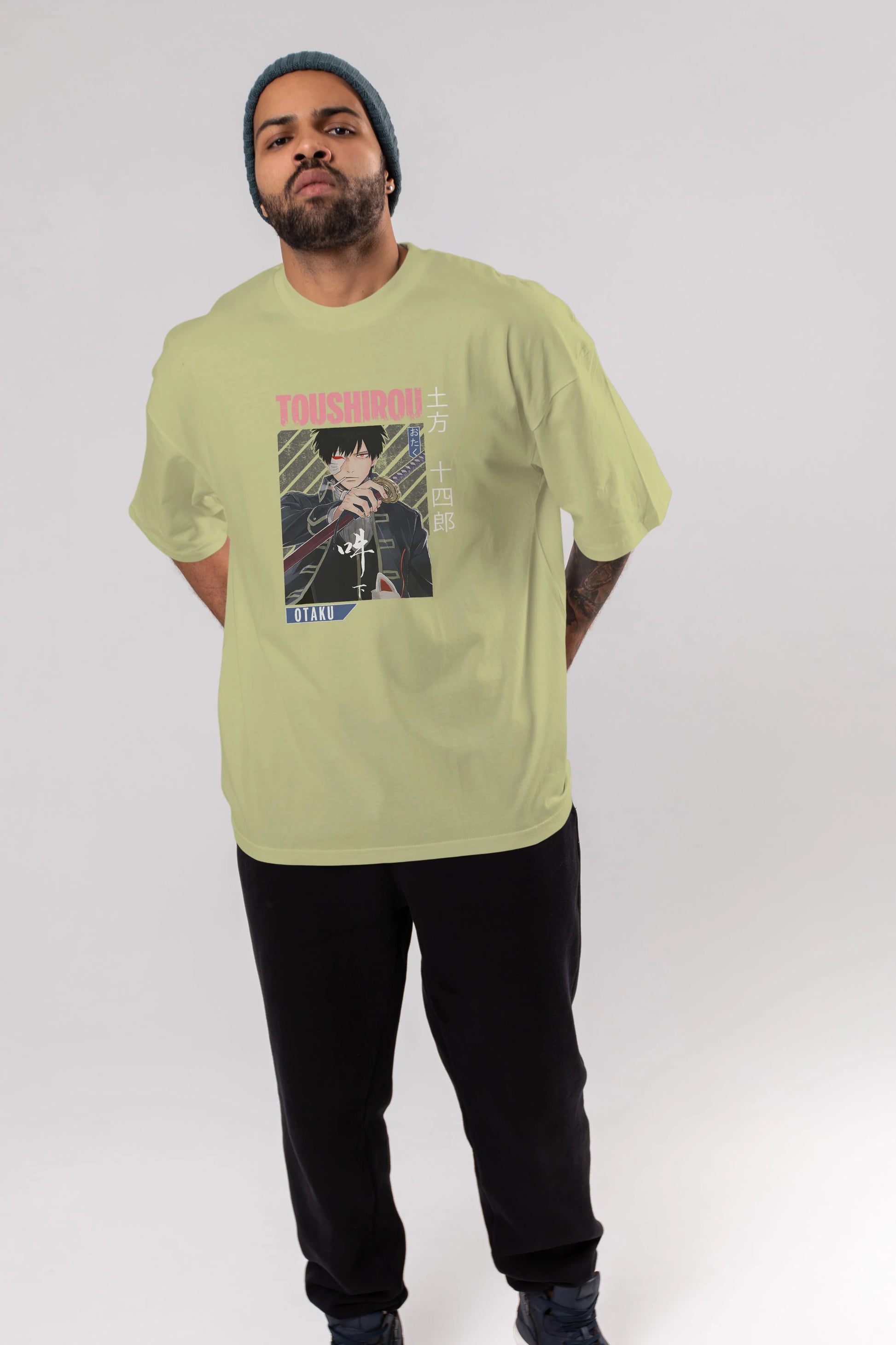 Toushirou Hijikata 1 Anime Ön Baskılı Oversize t-shirt %100 pamuk Erkek Kadın Unisex