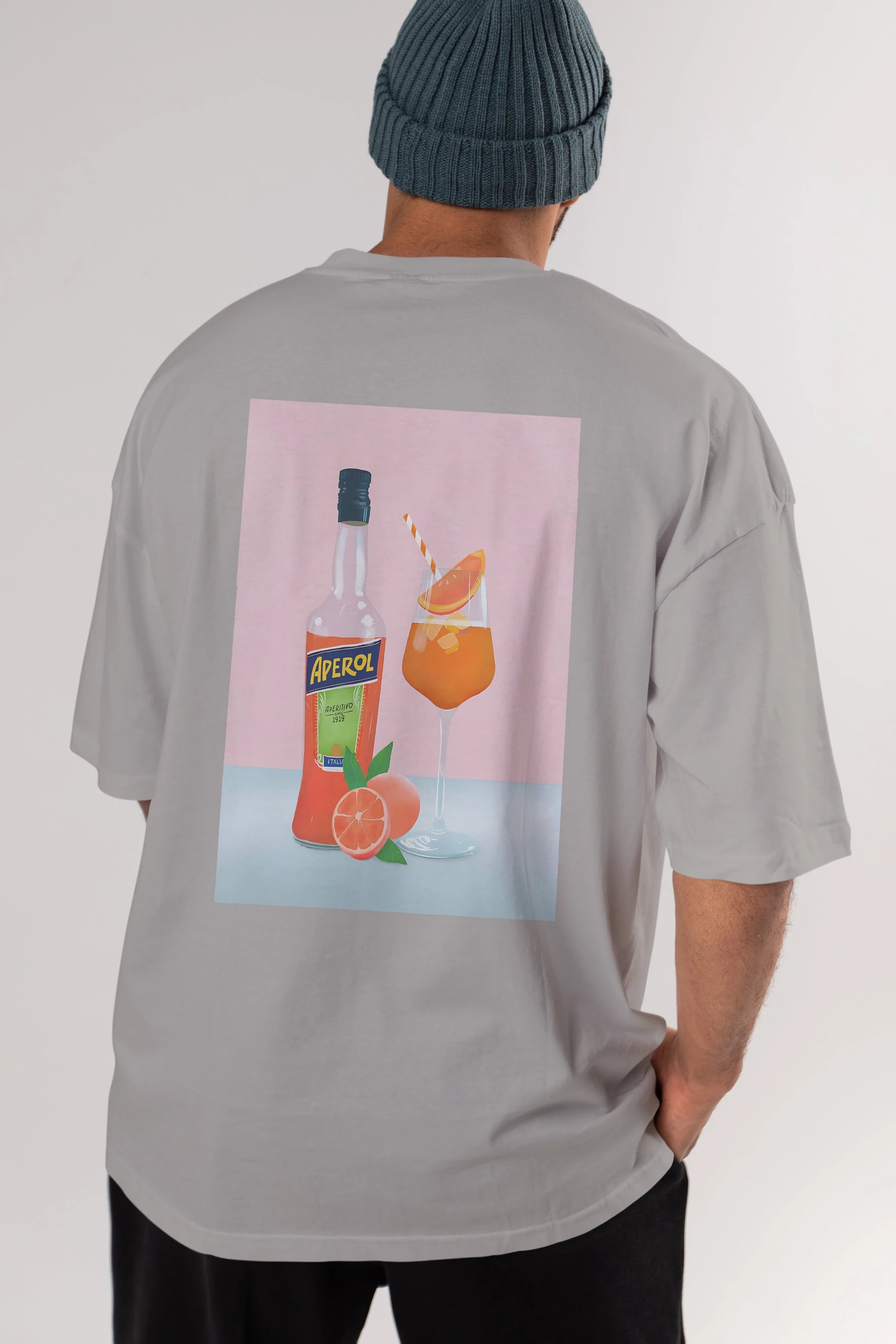 Aperol Spritz 3 Arka Baskılı Oversize t-shirt Erkek Kadın Unisex %100 Pamuk Bisiklet Yaka tişort