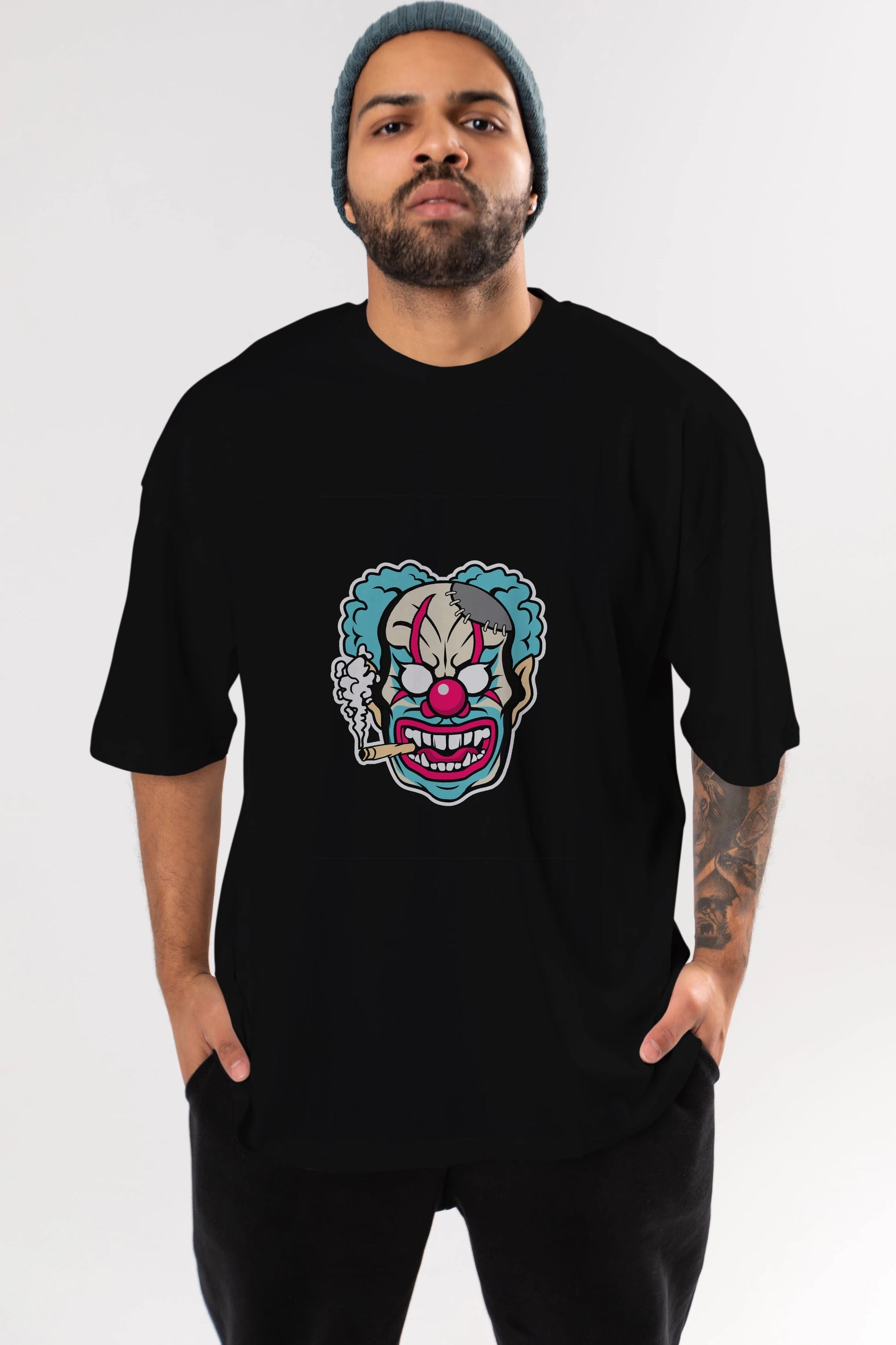 Clown Beast Ön Baskılı Oversize t-shirt Erkek Kadın Unisex %100 Pamuk tişort