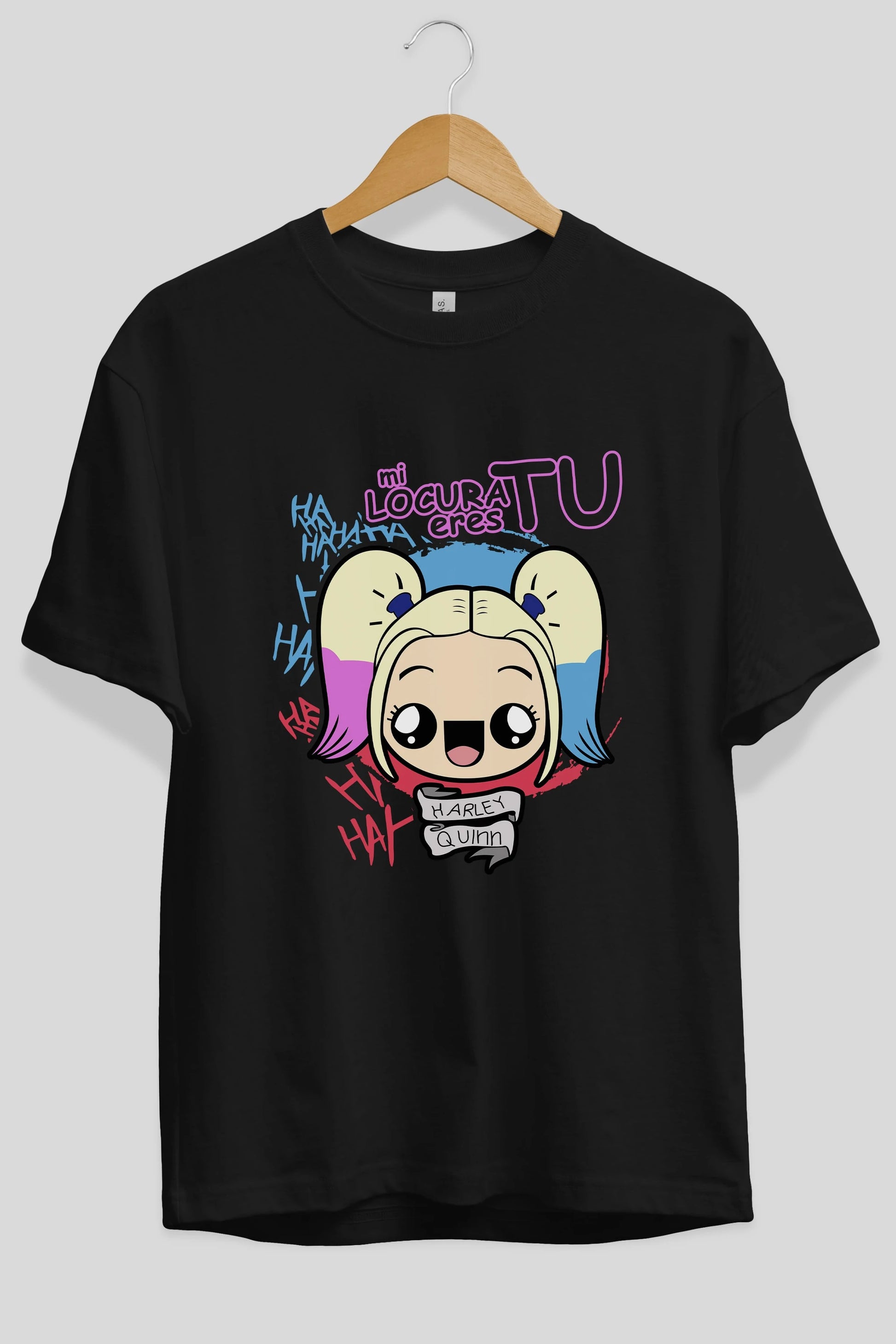 Harley Quinn Ön Baskılı Oversize t-shirt Erkek Kadın Unisex %100 Pamuk Bisiklet Yaka tişort