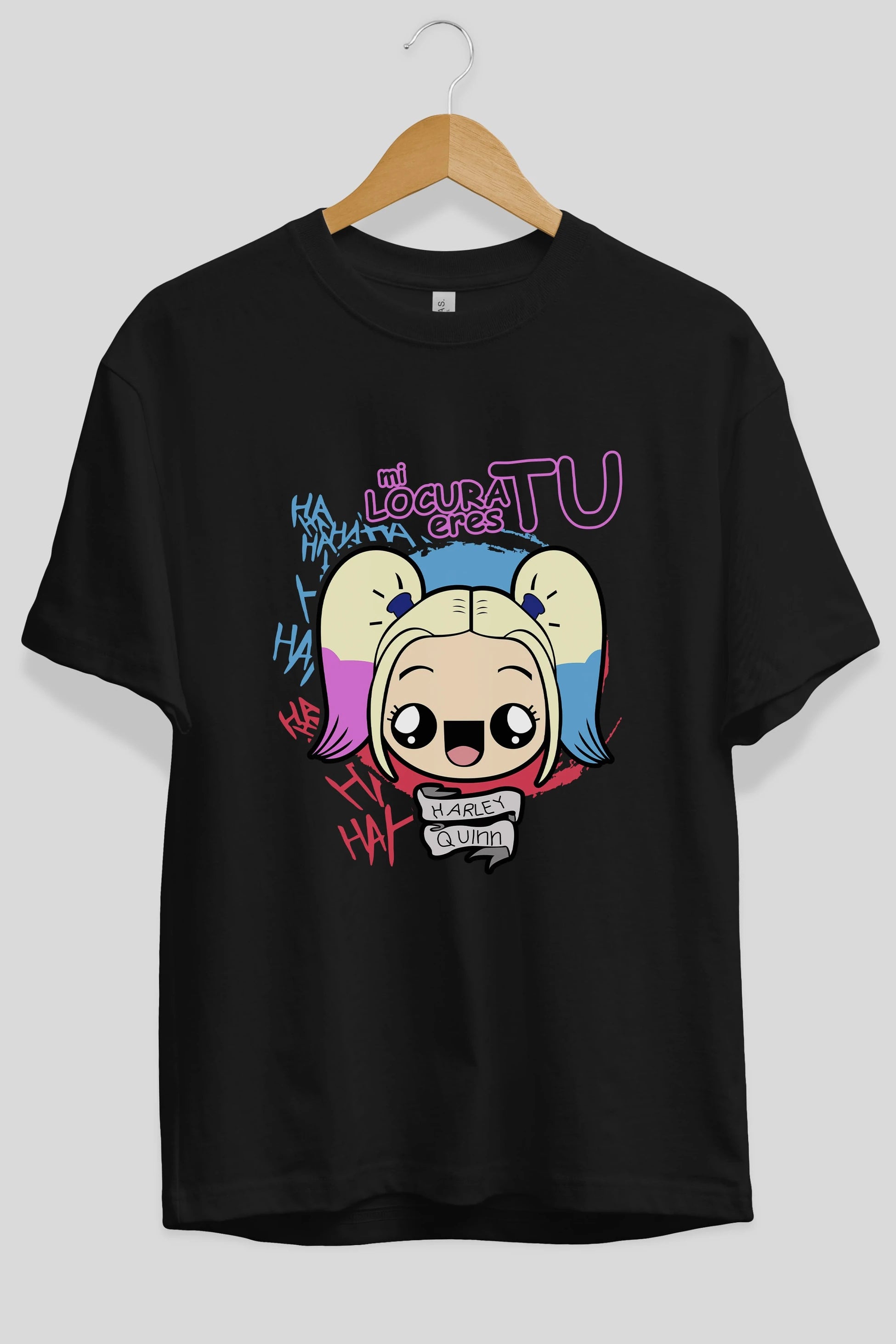 Harley Quinn Ön Baskılı Oversize t-shirt Erkek Kadın Unisex %100 Pamuk Bisiklet Yaka tişort
