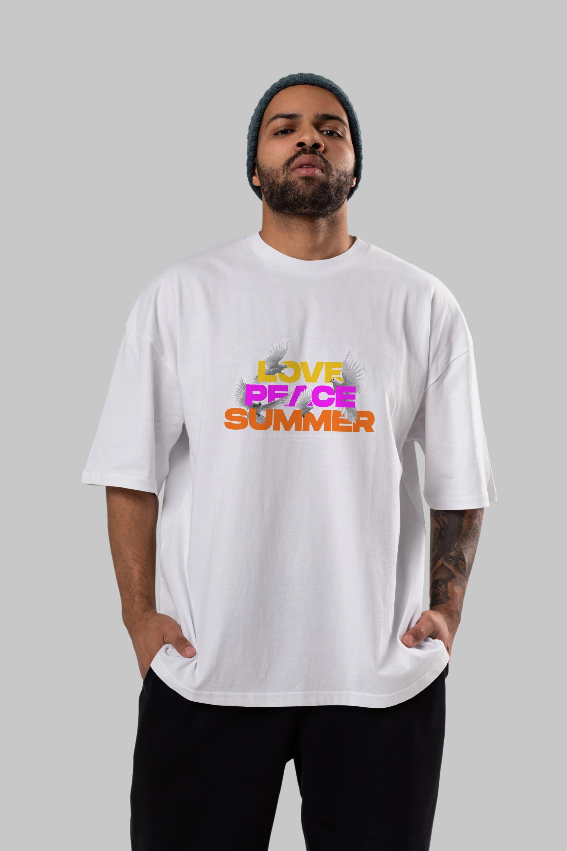 Love Peace Summer Ön Baskılı Oversize t-shirt Erkek Kadın Unisex