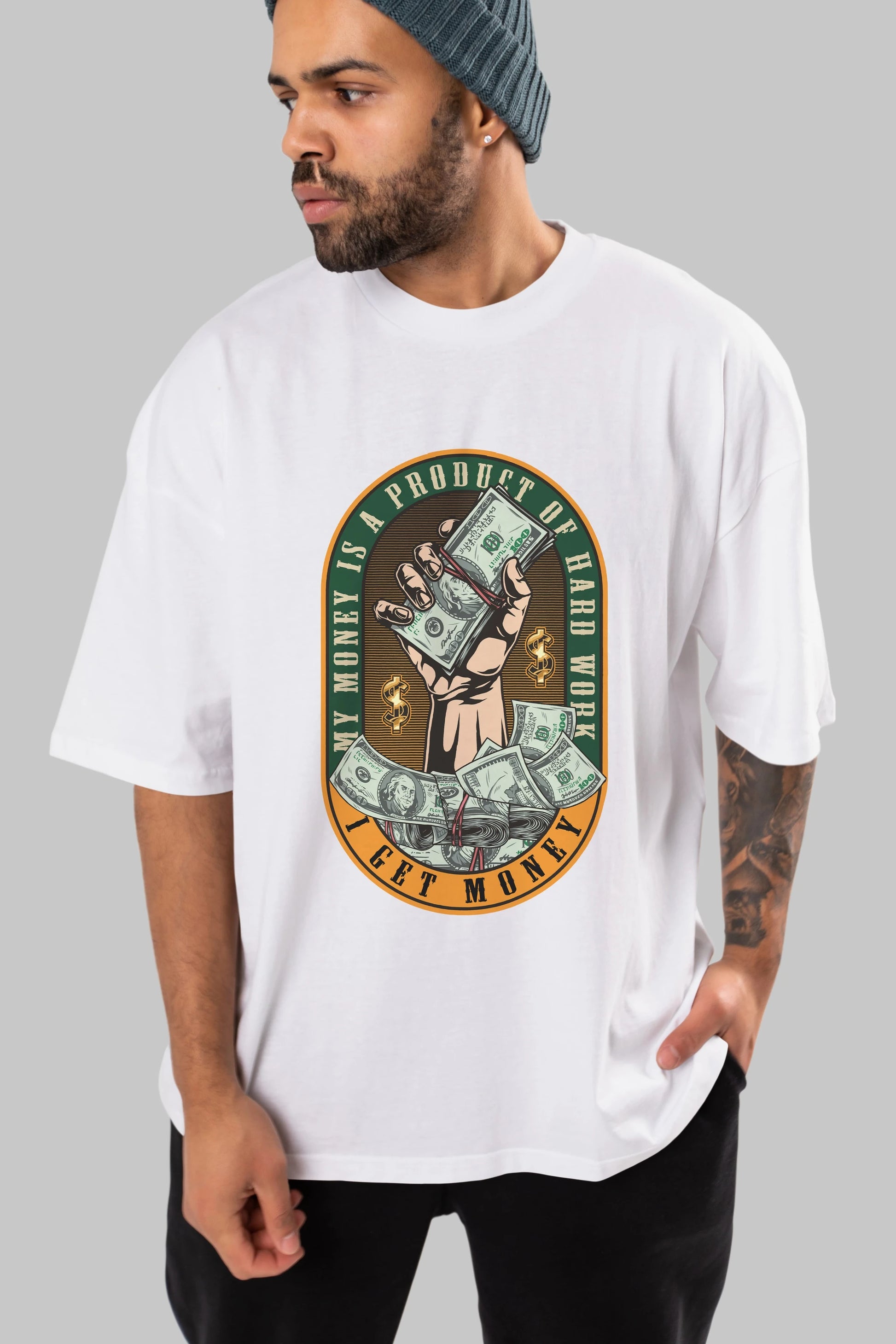 I Get Money Ön Baskılı Oversize t-shirt Erkek Kadın Unisex