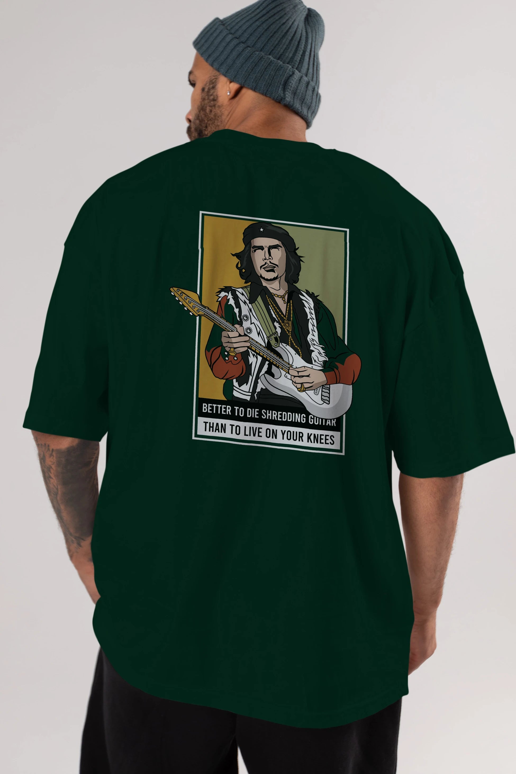Che Guevara Hendrix Arka Baskılı Oversize t-shirt Erkek Kadın Unisex %100 Pamuk tişort