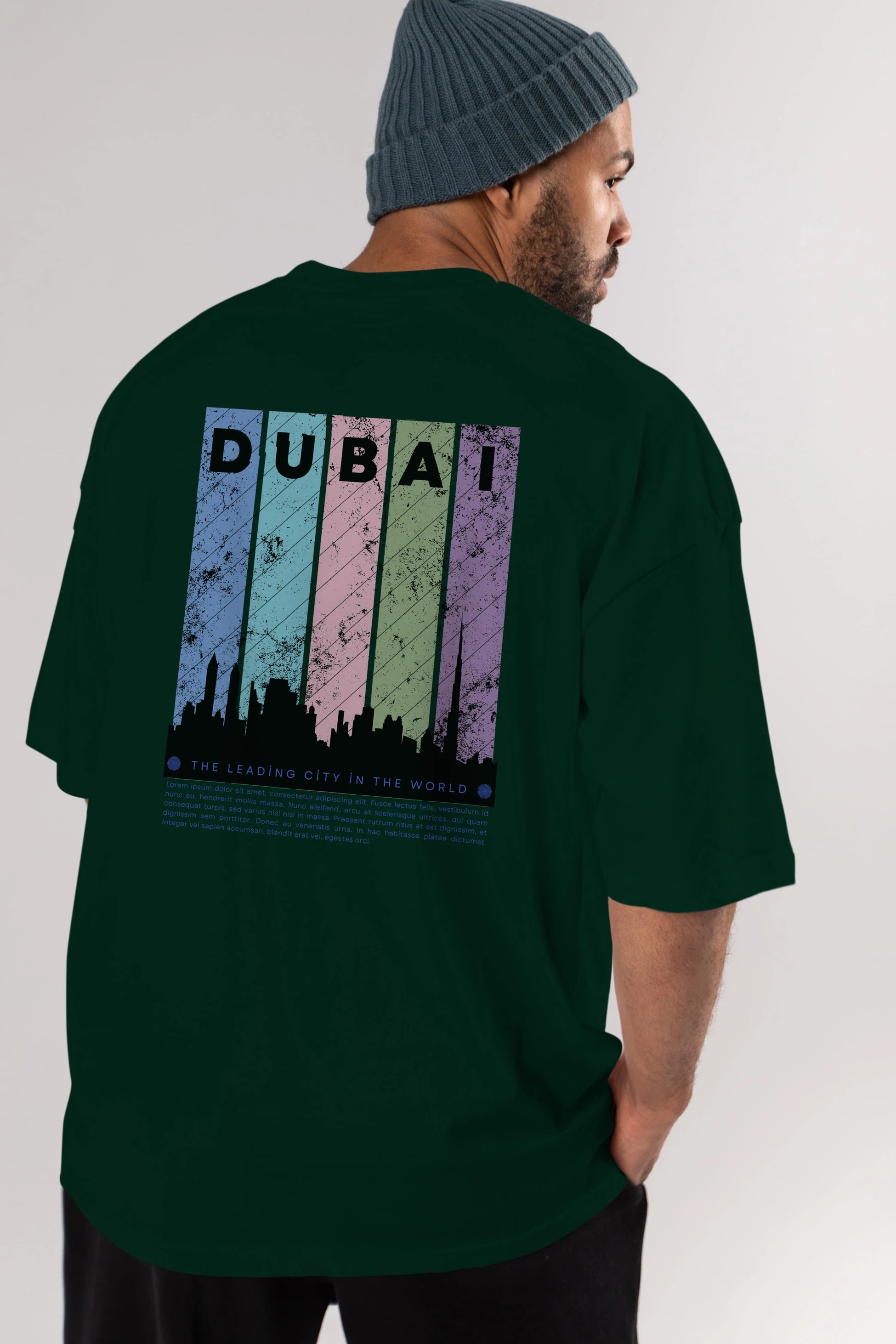 Dubai Yazılı Arka Baskılı Oversize t-shirt Erkek Kadın Unisex
