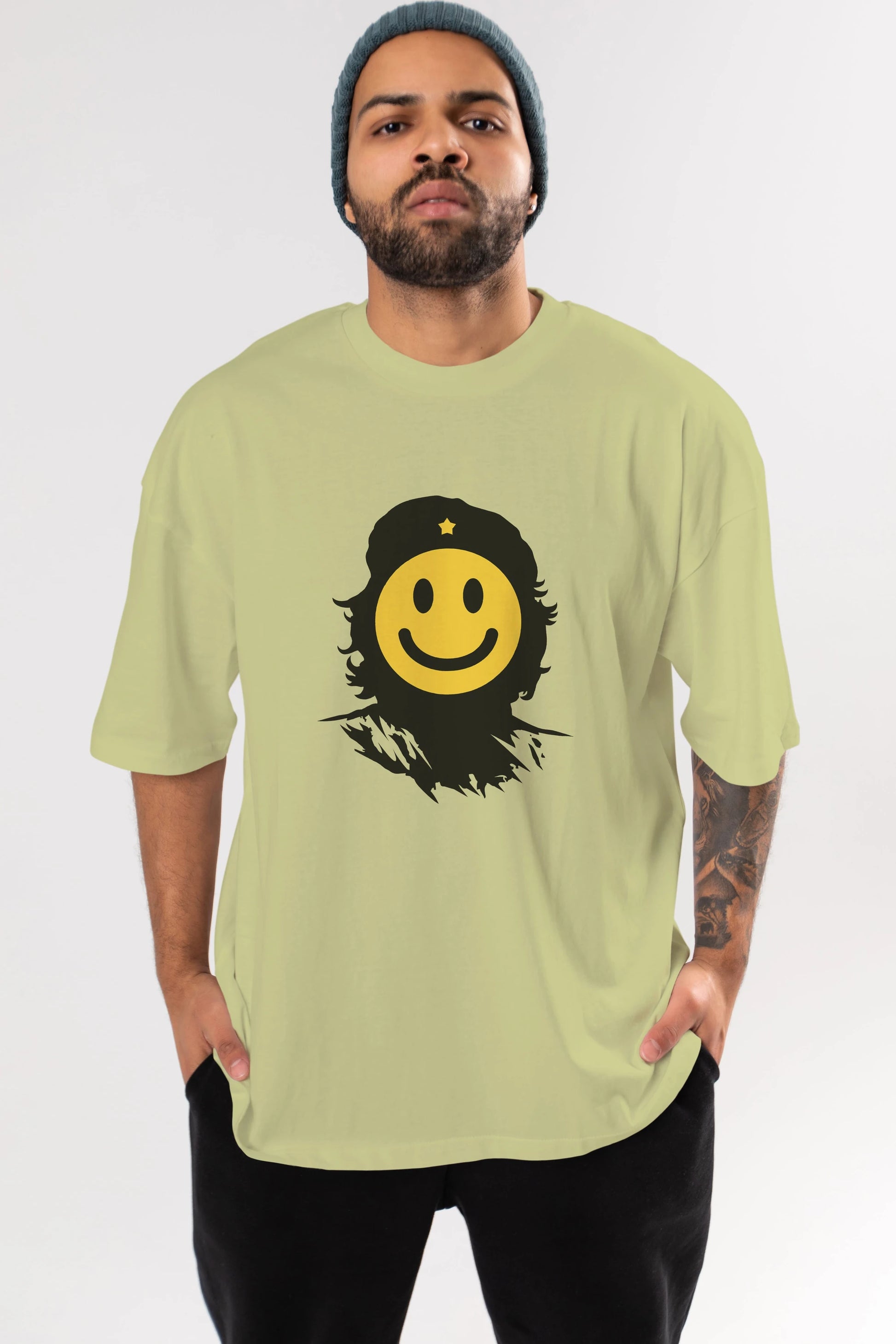 Che Smile Ön Baskılı Oversize t-shirt %100 pamuk Erkek Kadın Unisex