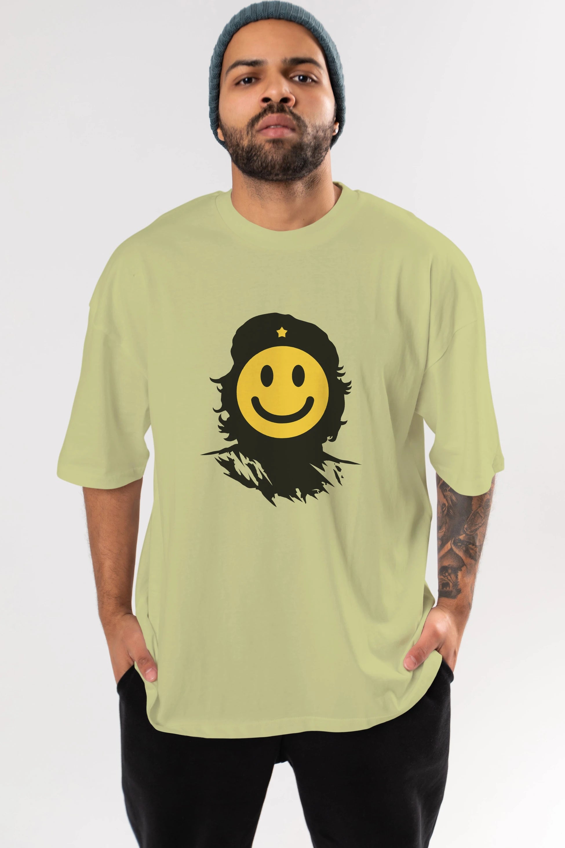 Che Smile Ön Baskılı Oversize t-shirt %100 pamuk Erkek Kadın Unisex
