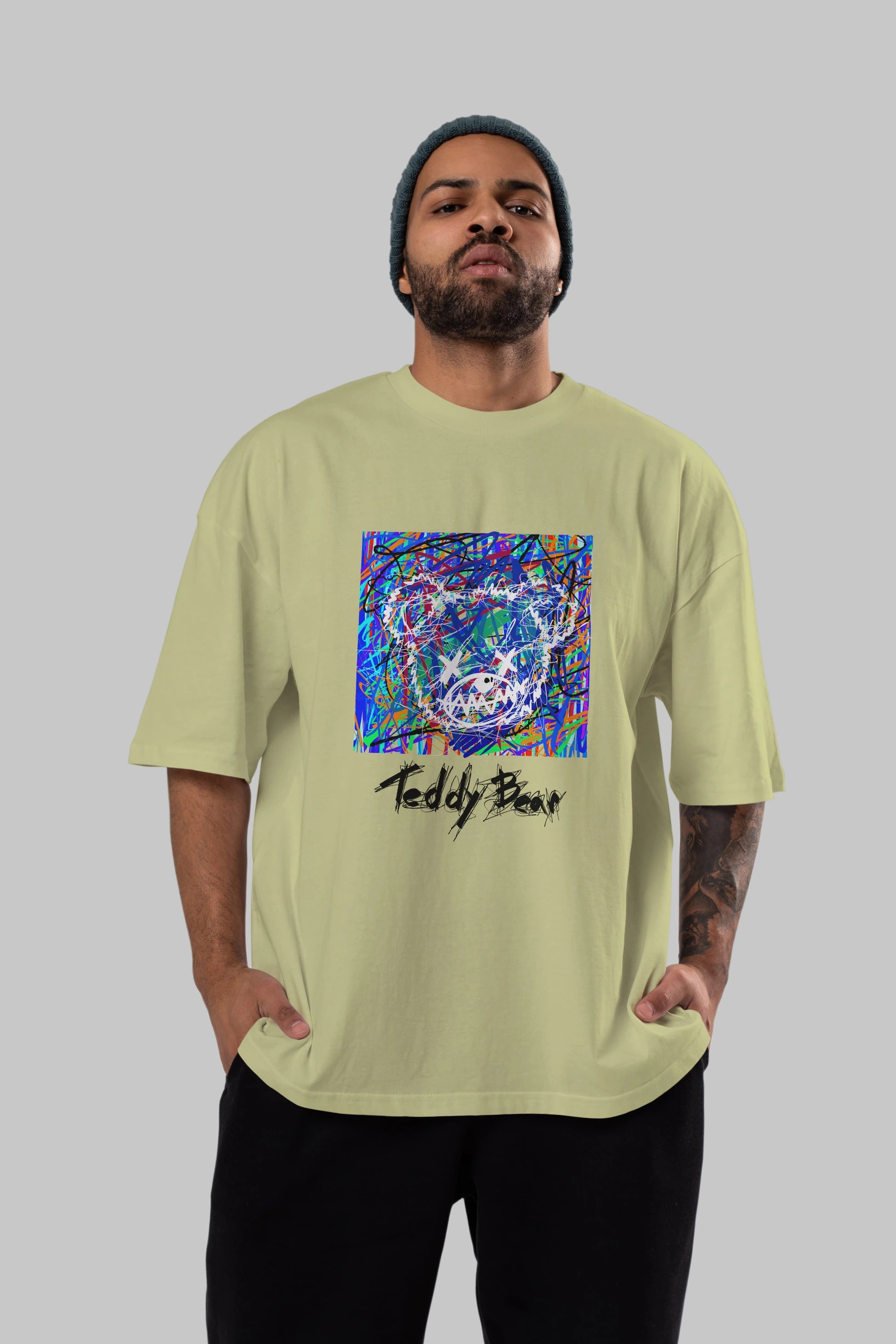Teddy Bear 3 Ön Baskılı Oversize t-shirt Erkek Kadın Unisex