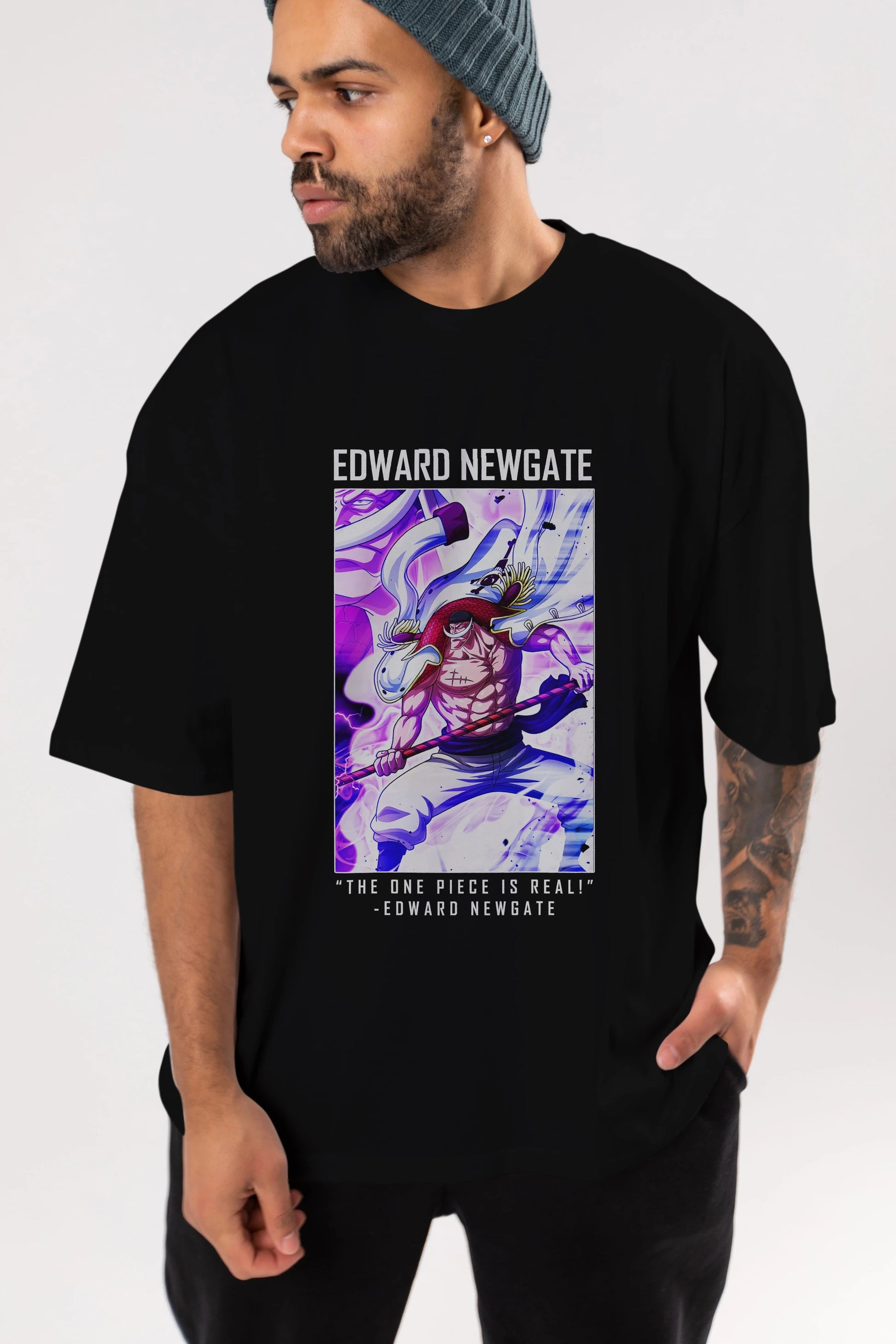 Edward Newgate Arka Baskılı Anime Oversize Sweatshirt Erkek Kadın Unisex