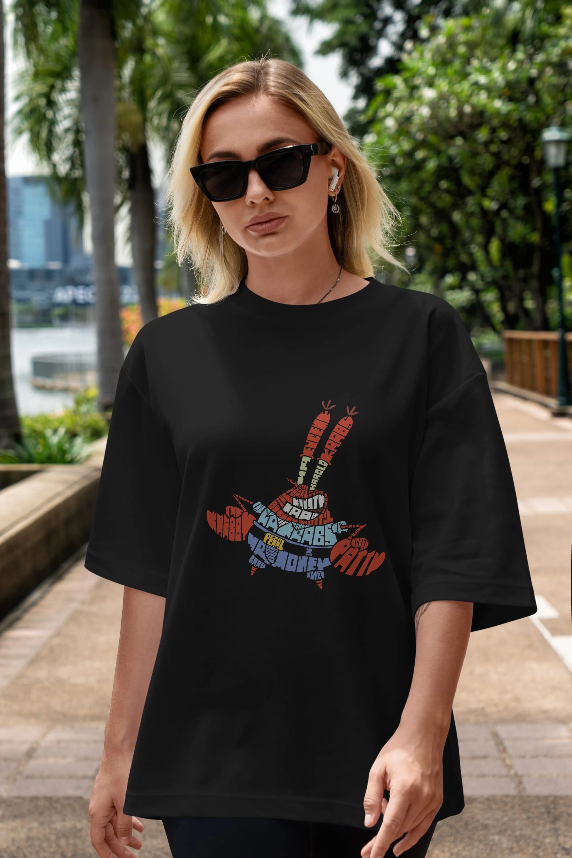 Mr Krabs Ön Baskılı Oversize t-shirt %100 pamuk Erkek Kadın Unisex