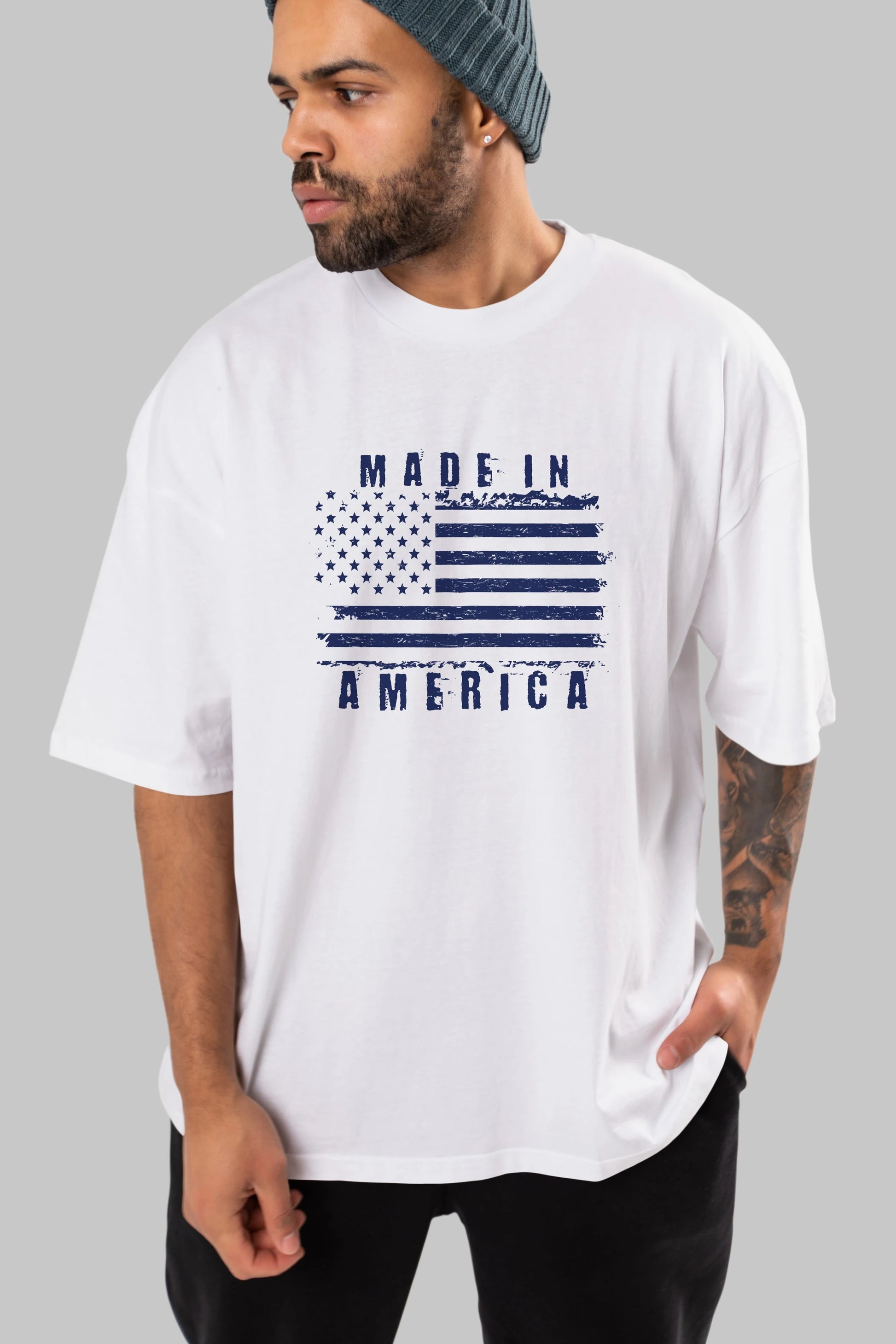 Made in America Ön Baskılı Oversize t-shirt Erkek Kadın Unisex
