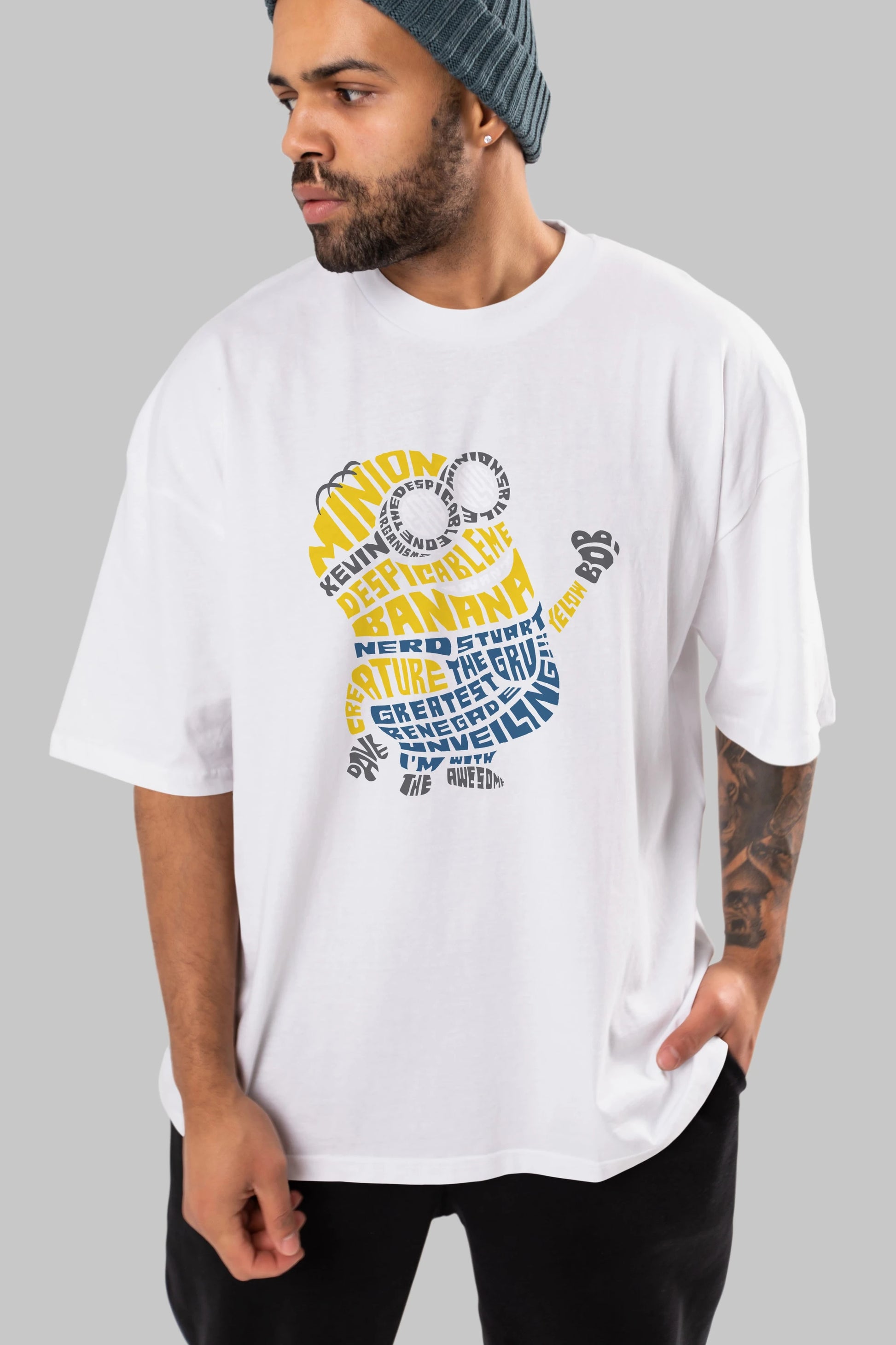 Minion Ön Baskılı Oversize t-shirt %100 pamuk Erkek Kadın Unisex