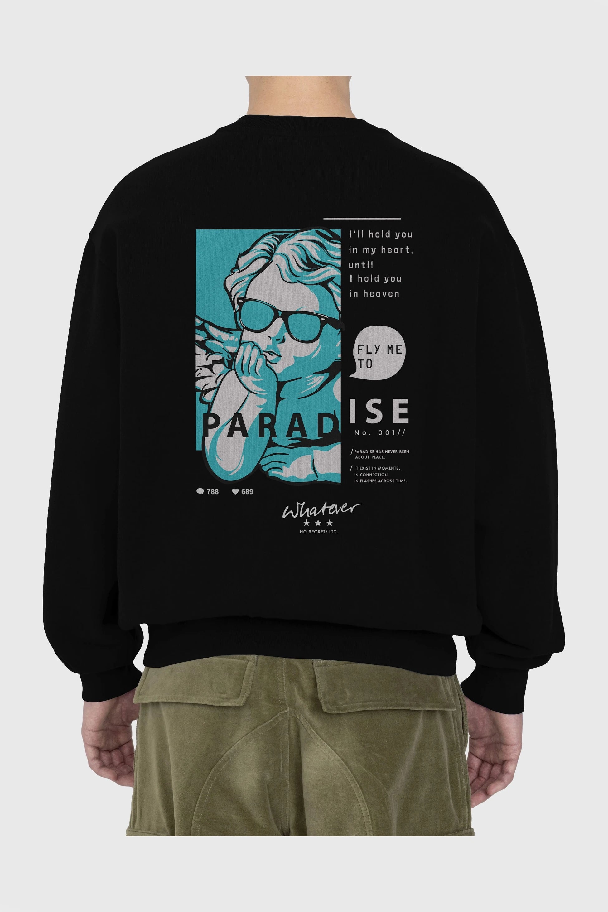 Paradise Fly to Me Arka Baskılı Oversize Sweatshirt Erkek Kadın Unisex