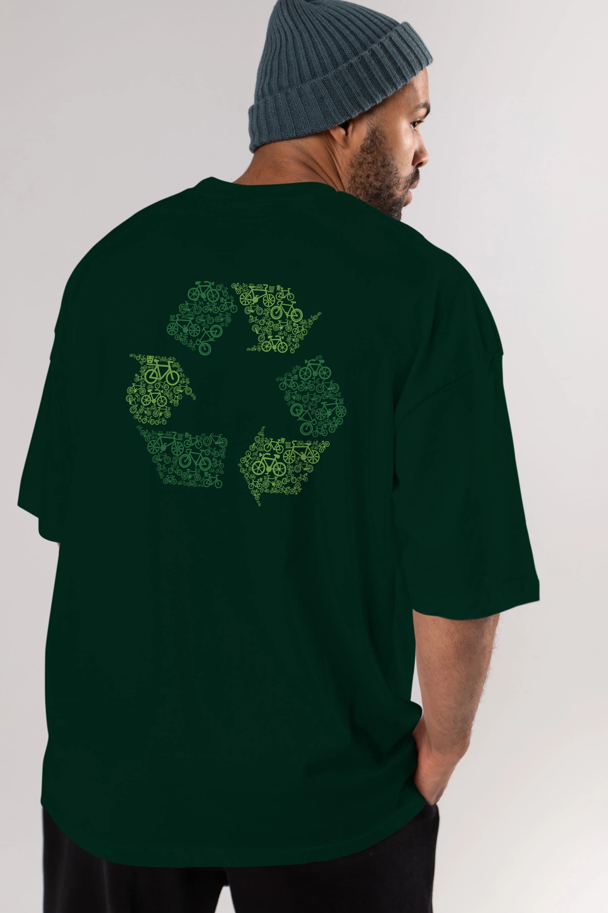 Recycling Arka Baskılı Oversize t-shirt %100 pamuk Erkek Kadın Unisex