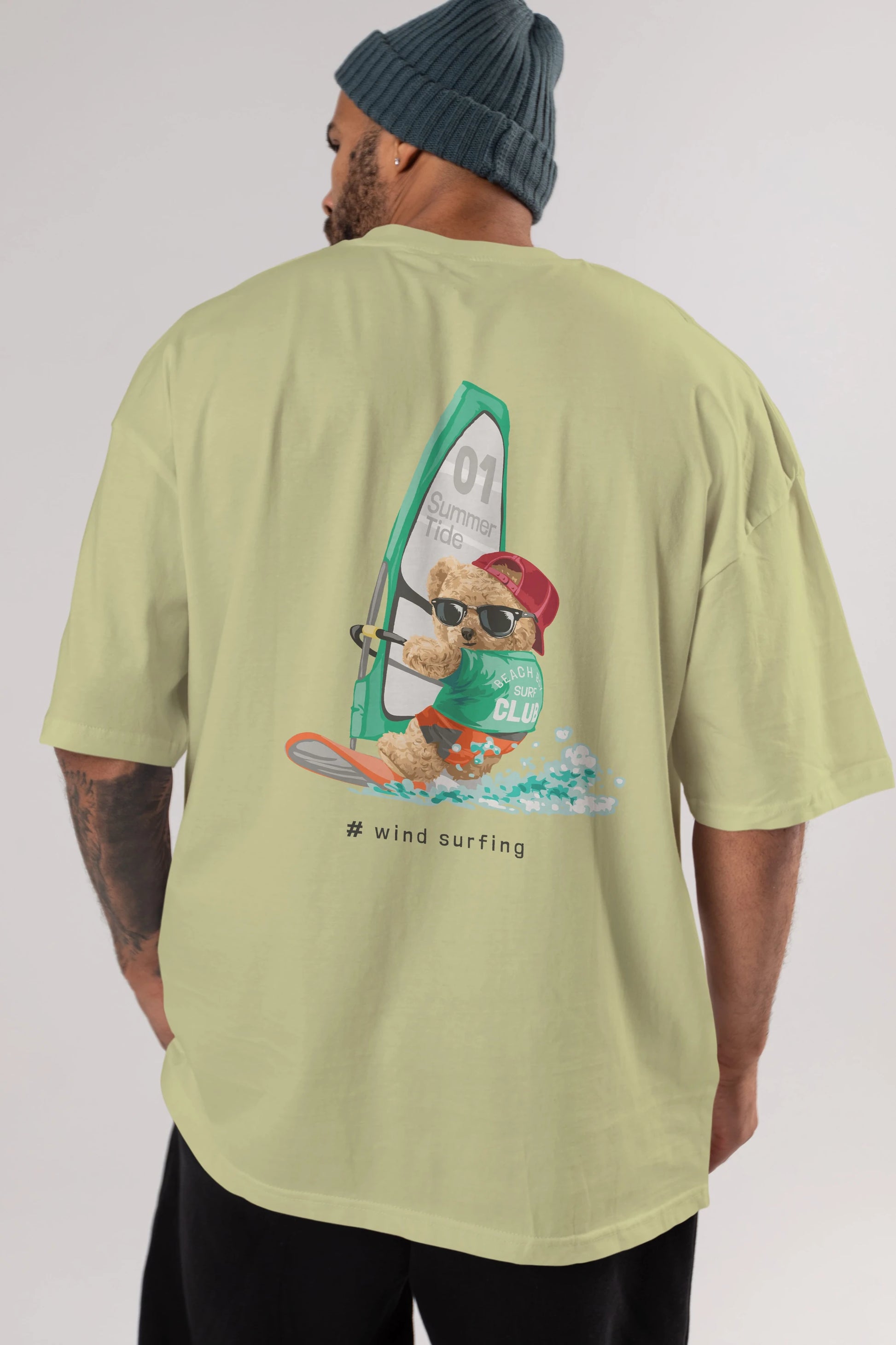 Teddy Bear Summer Tide Arka Baskılı Oversize t-shirt Erkek Kadın Unisex %100 Pamuk
