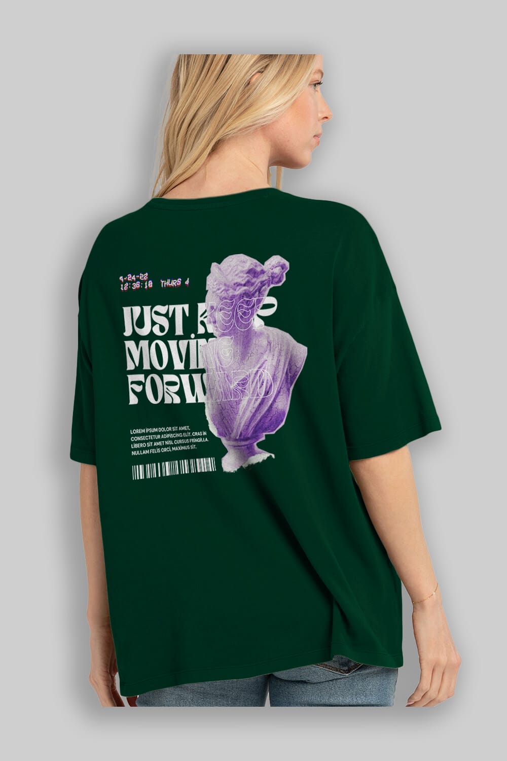 Just Keep Moving Forward Yazılı Arka Baskılı Oversize t-shirt Erkek Kadın Unisex