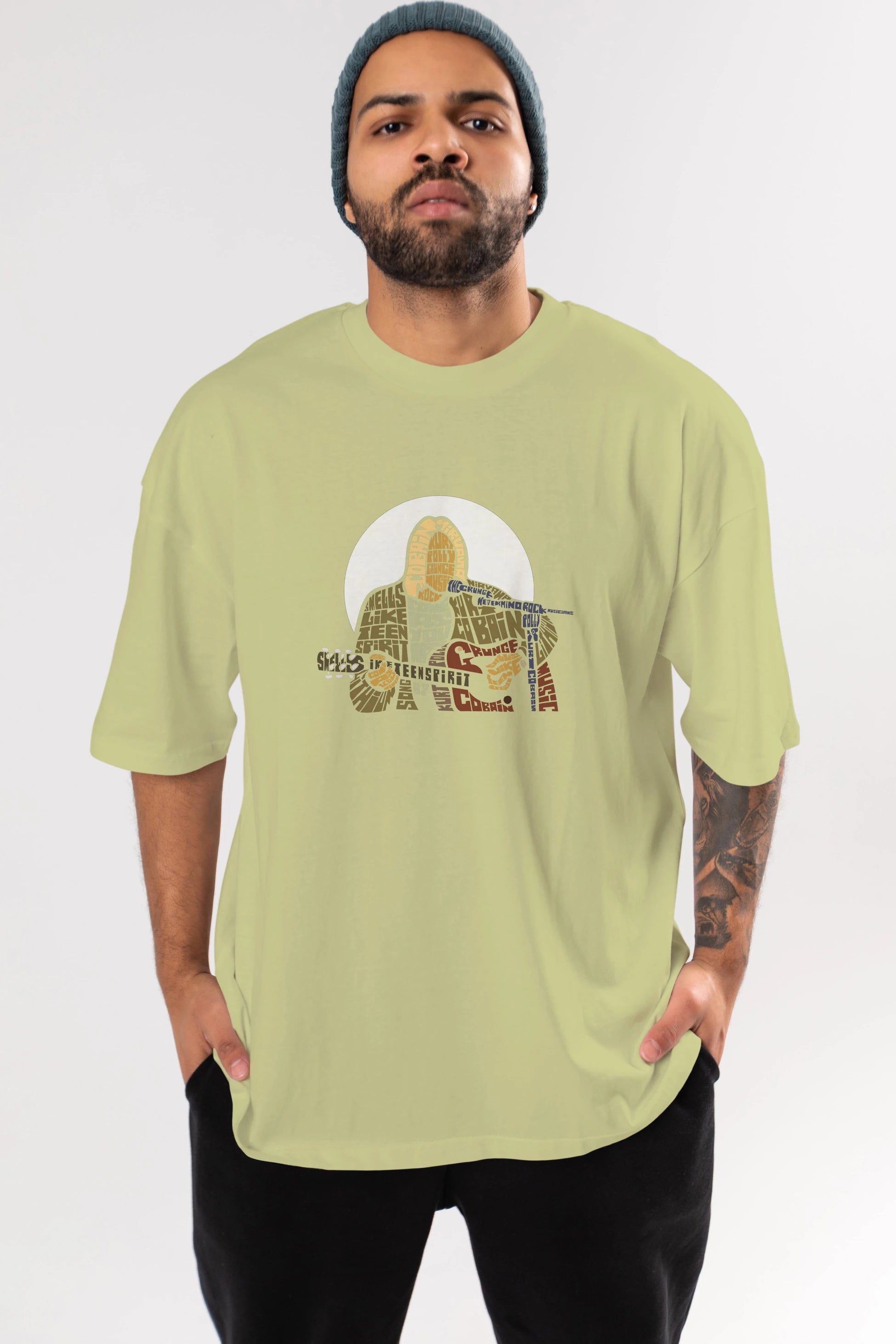 Kurt Cobain Ön Baskılı Oversize t-shirt %100 pamuk Erkek Kadın Unisex