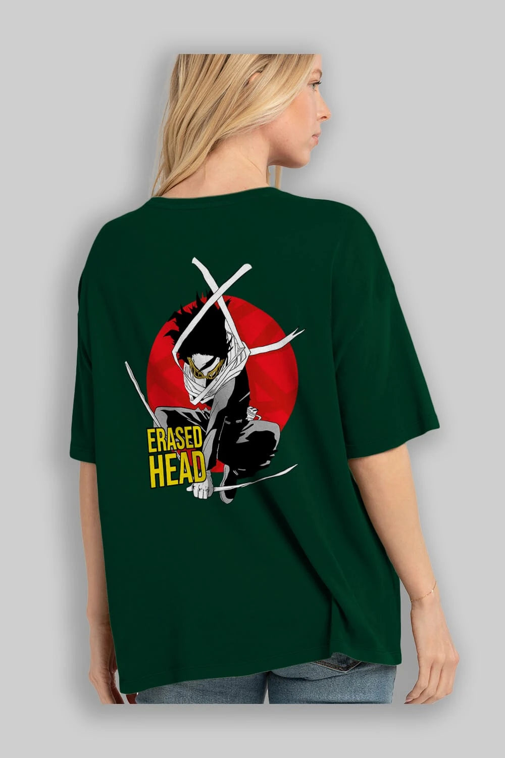 Erased Head Anime Arka Baskılı Oversize t-shirt Erkek Kadın Unisex