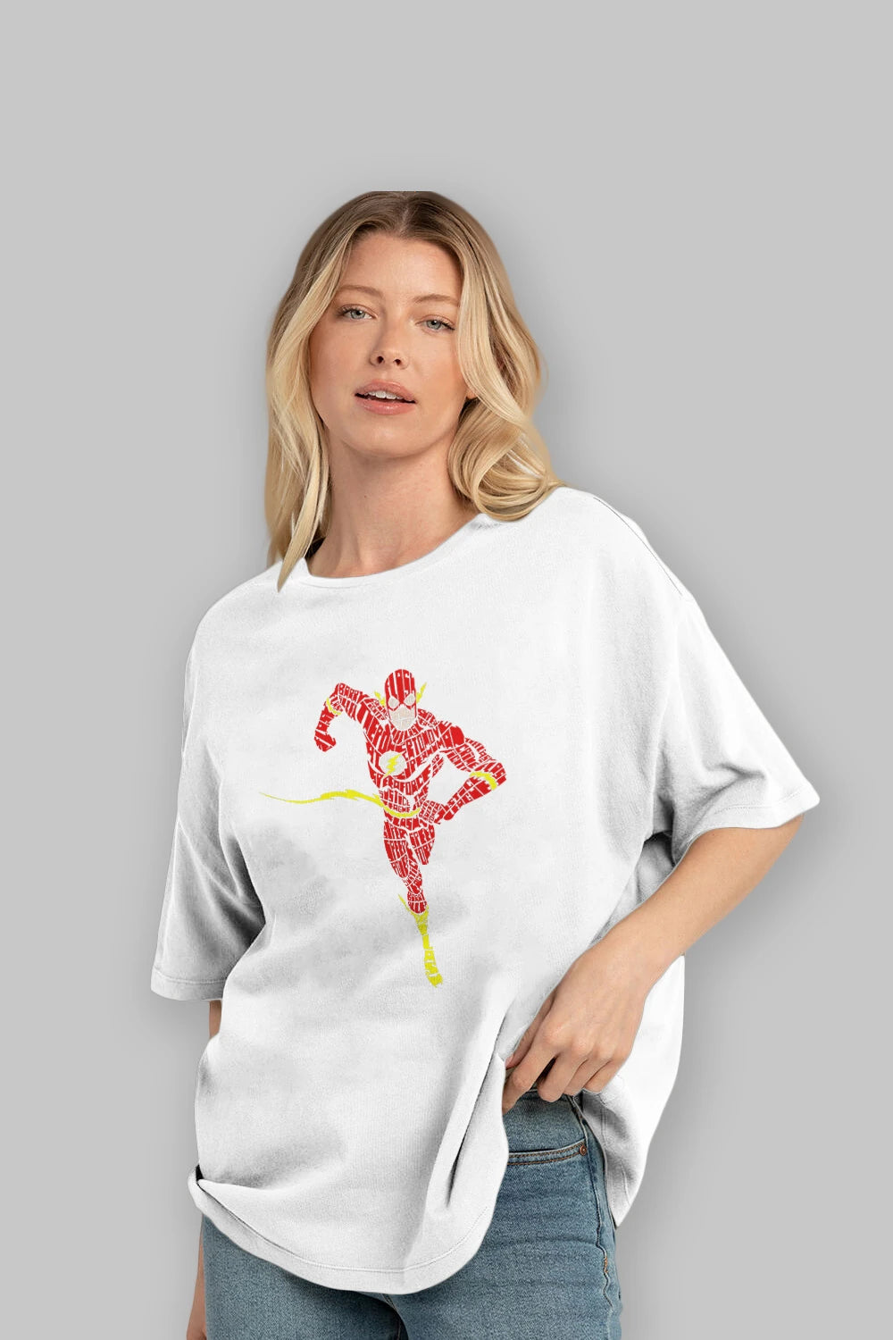 The Flash Ön Baskılı Oversize t-shirt %100 pamuk Erkek Kadın Unisex