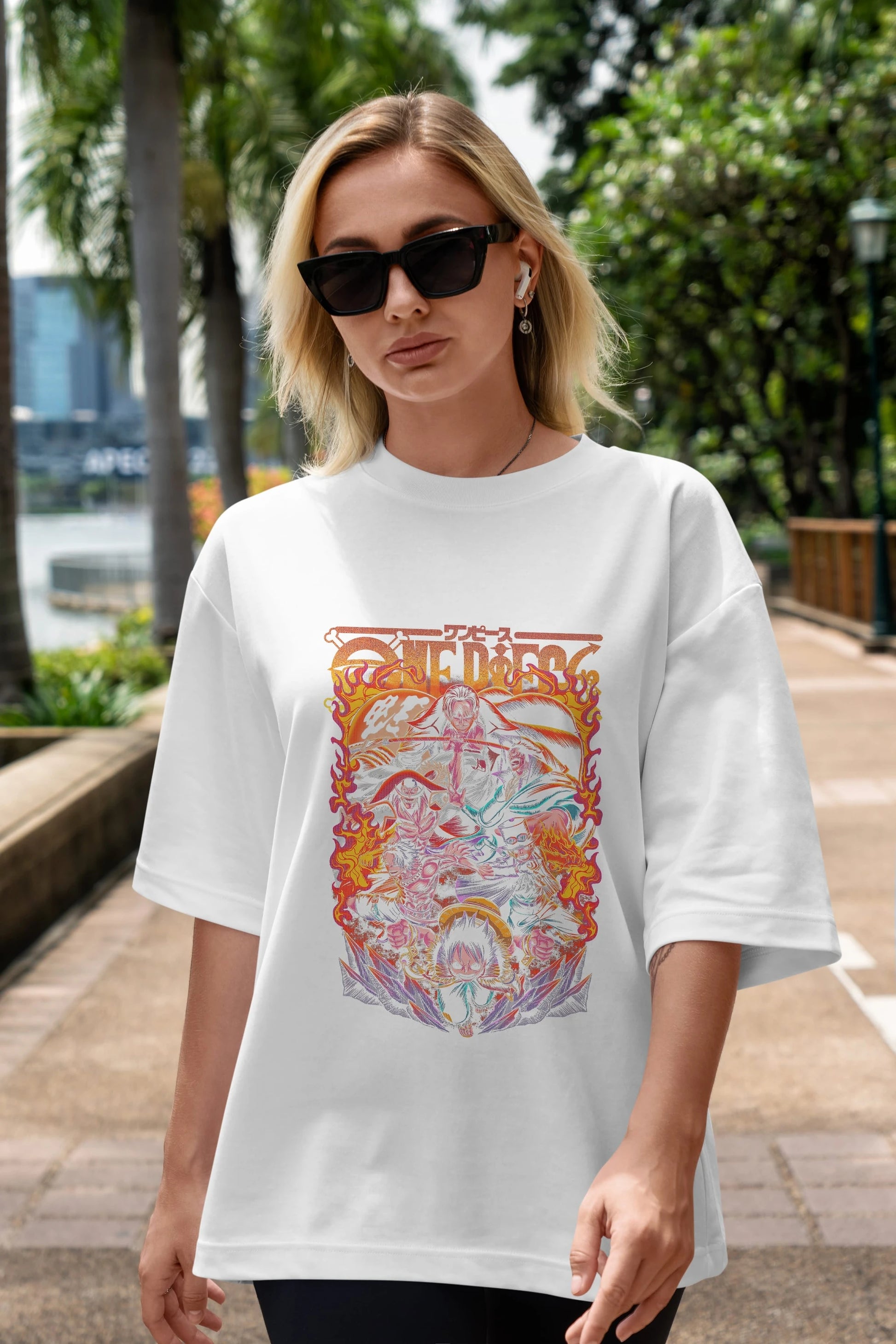 ONE PIECE (3) Anime Ön Baskılı Oversize t-shirt %100 pamuk Erkek Kadın Unisex