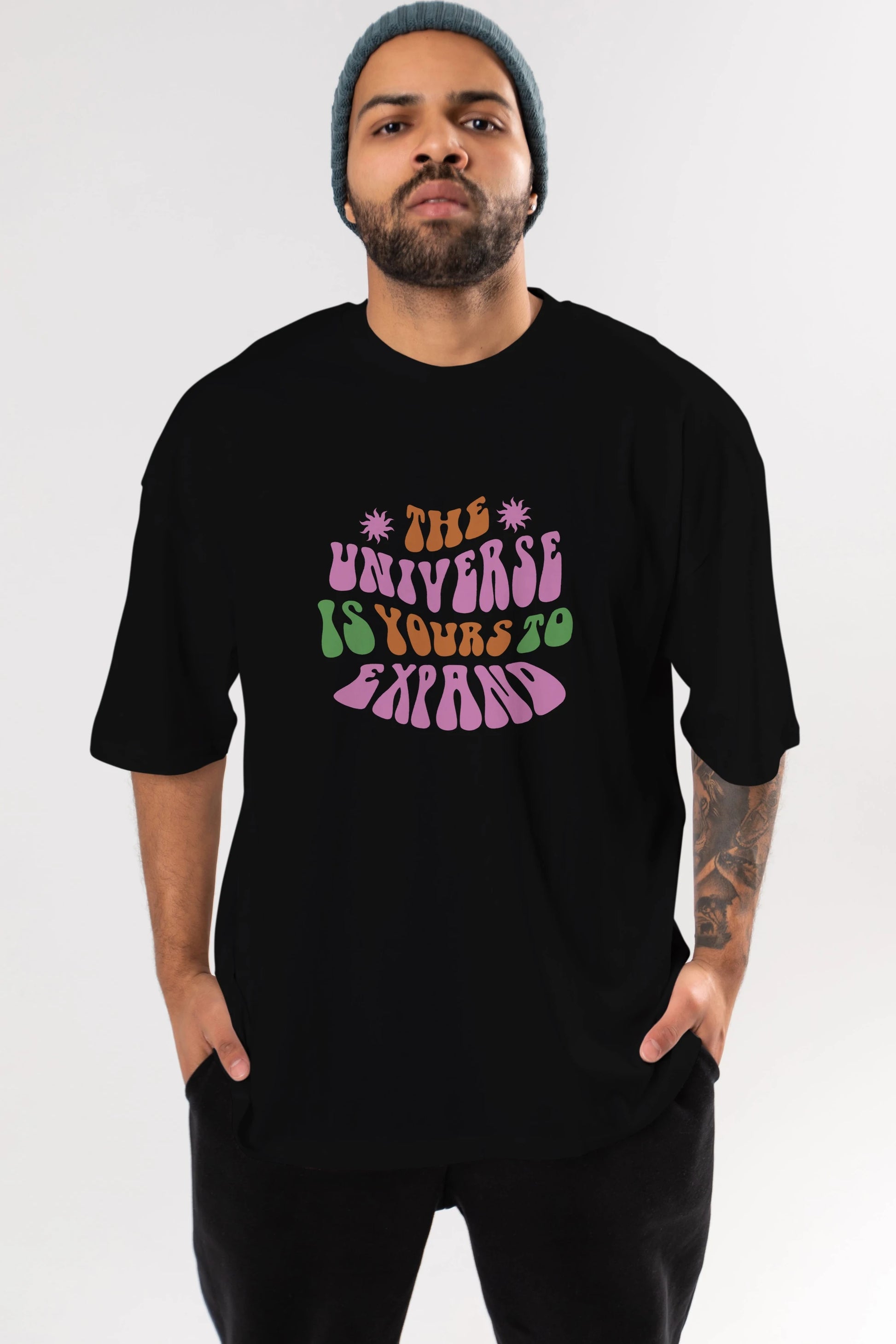 The Universe is Yours Yazılı Ön Baskılı Oversize t-shirt Erkek Kadın Unisex